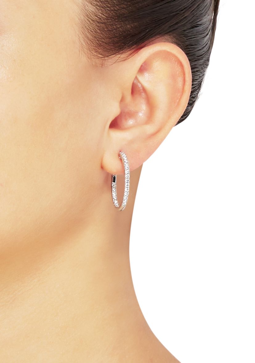 1.0 ct. t.w. Diamond Hoop Earrings in 10k White Gold