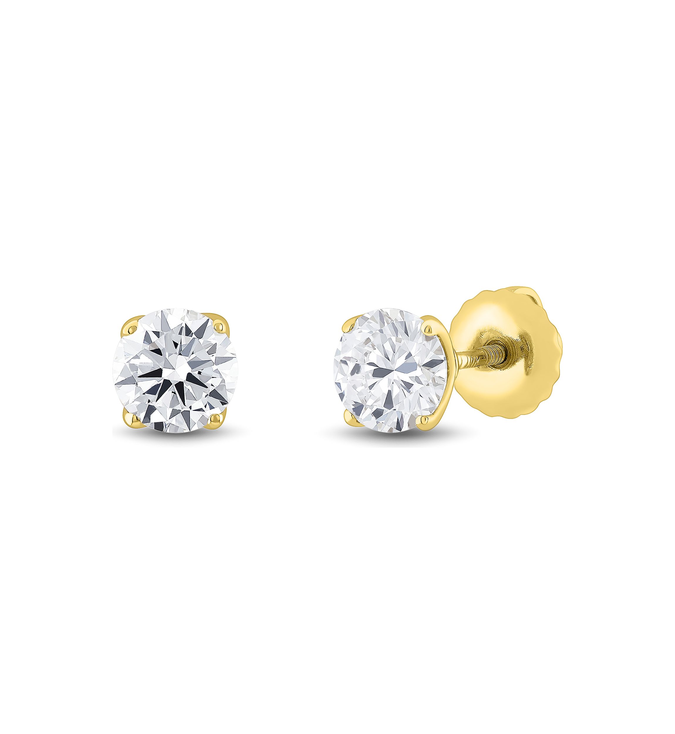 1 ct. t.w. Lab Created Diamond Round Stud Earrings in 14K Yellow Gold