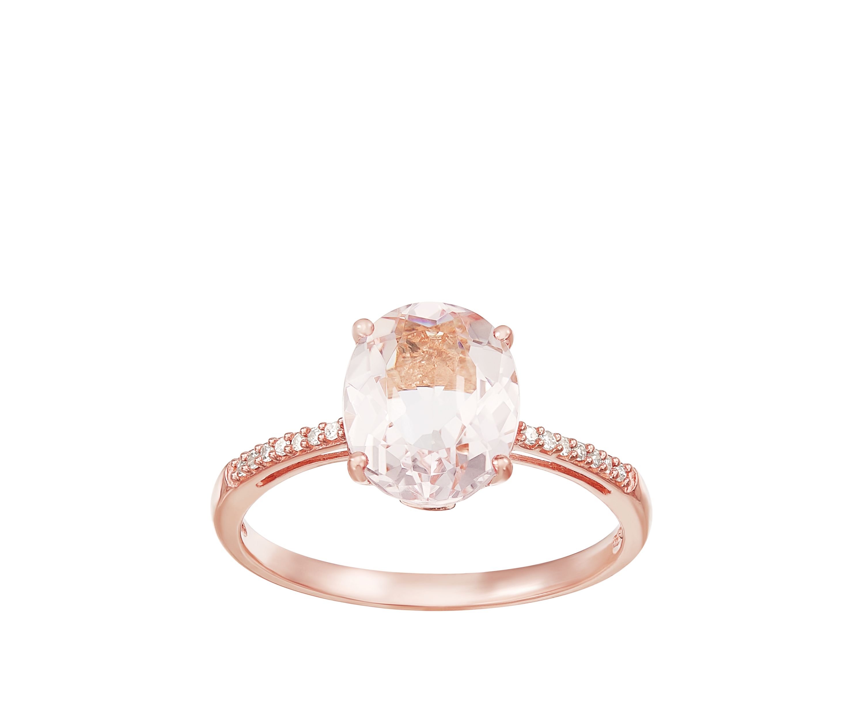 2.4 ct. t.w. Morganite and 1/10 ct. t.w. Diamond Ring in 10K Rose Gold
