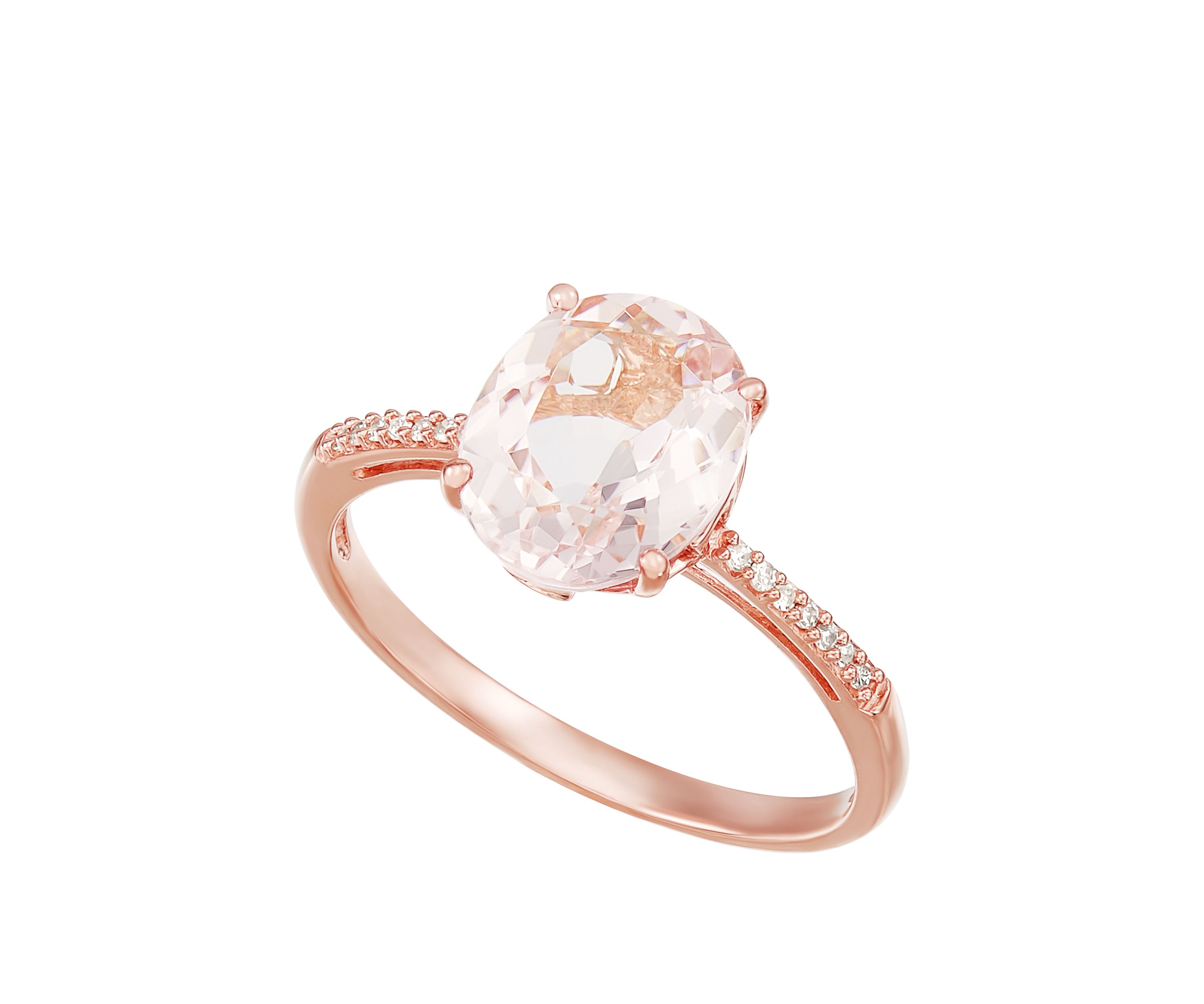 2.4 ct. t.w. Morganite and 1/10 ct. t.w. Diamond Ring in 10K Rose Gold