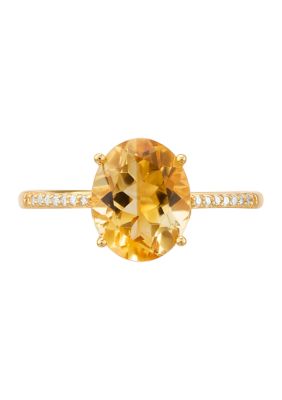 Belk & Co Citrine and 1/20 ct. t.w. Diamond Ring in 10K Yellow Gold