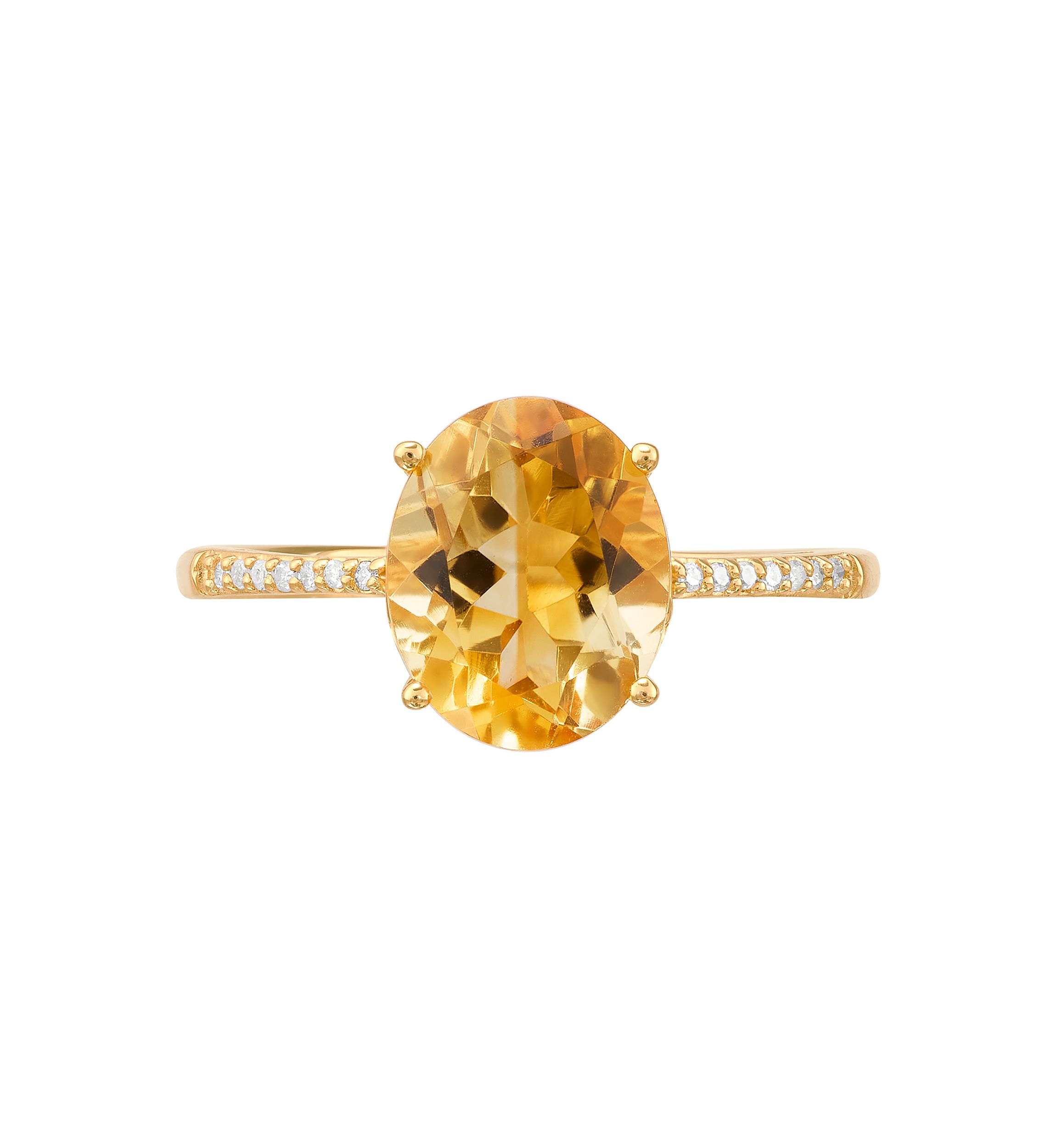 Citrine and 1/20 ct. t.w. Diamond Ring in 10K Yellow Gold
