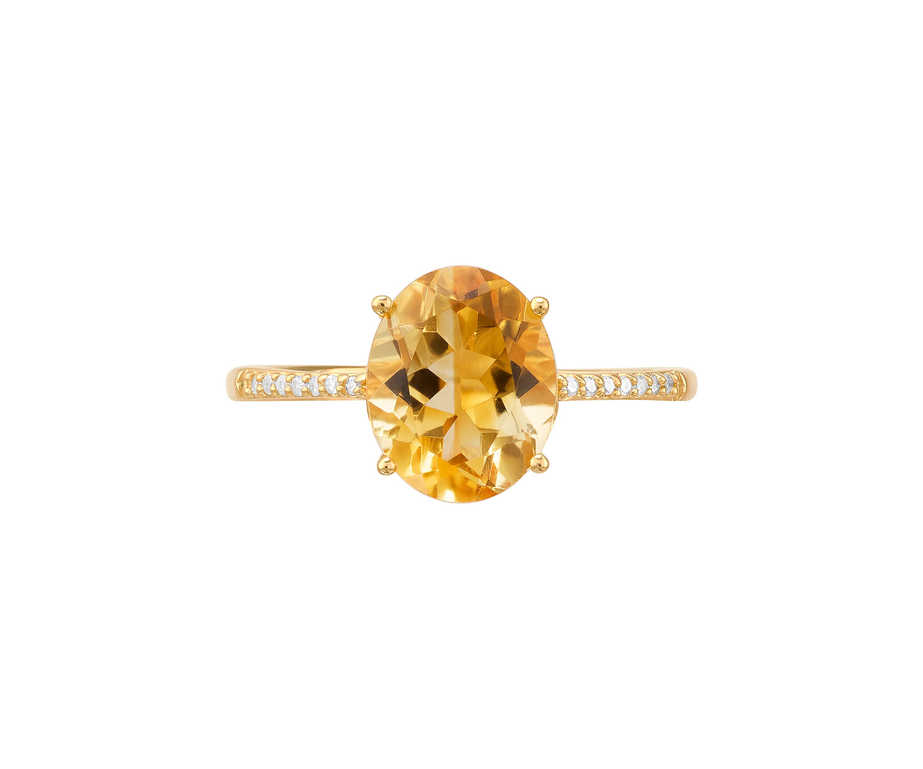 Citrine and 1/20 ct. t.w. Diamond Ring in 10K Yellow Gold
