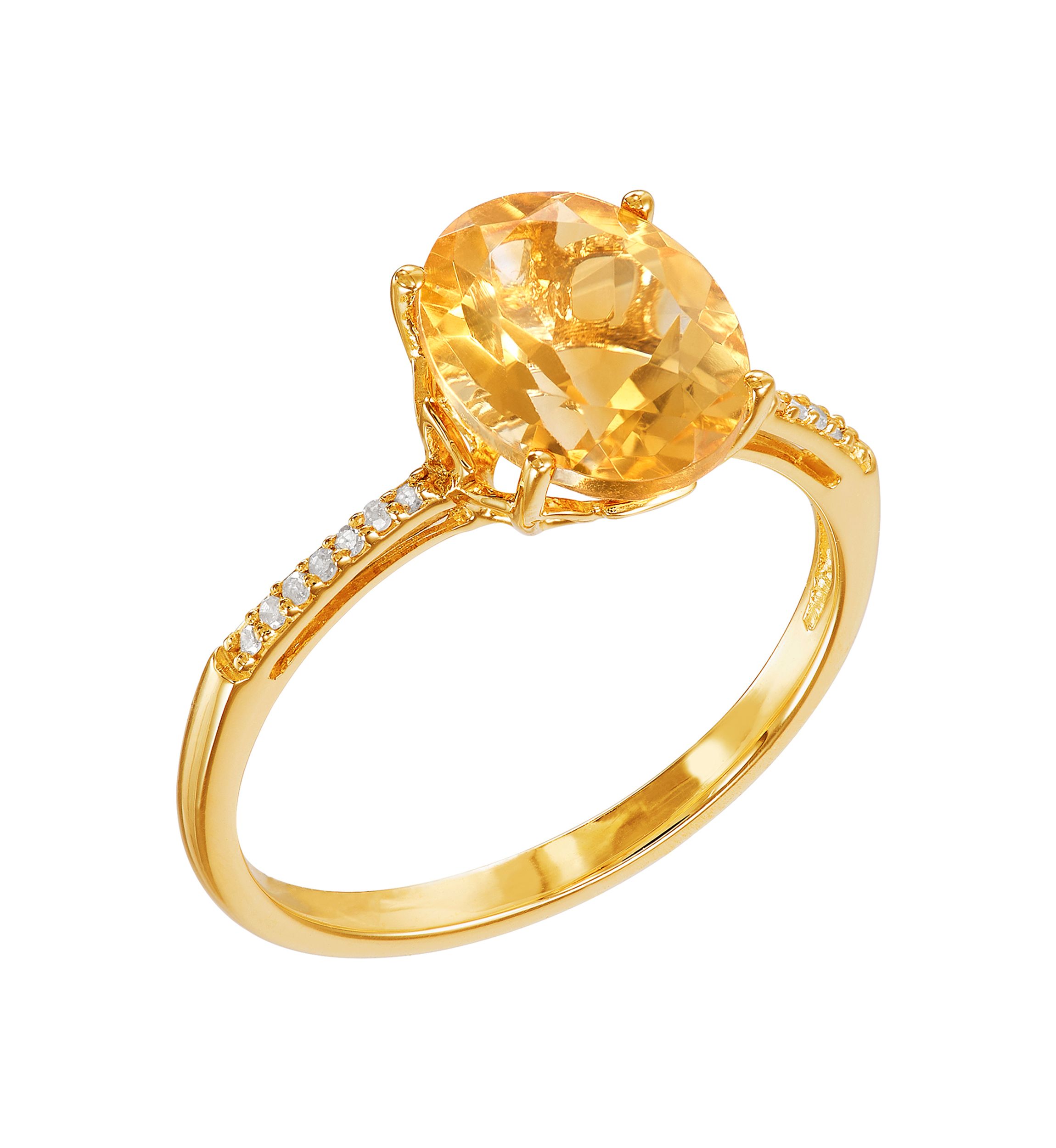 Citrine and 1/20 ct. t.w. Diamond Ring in 10K Yellow Gold