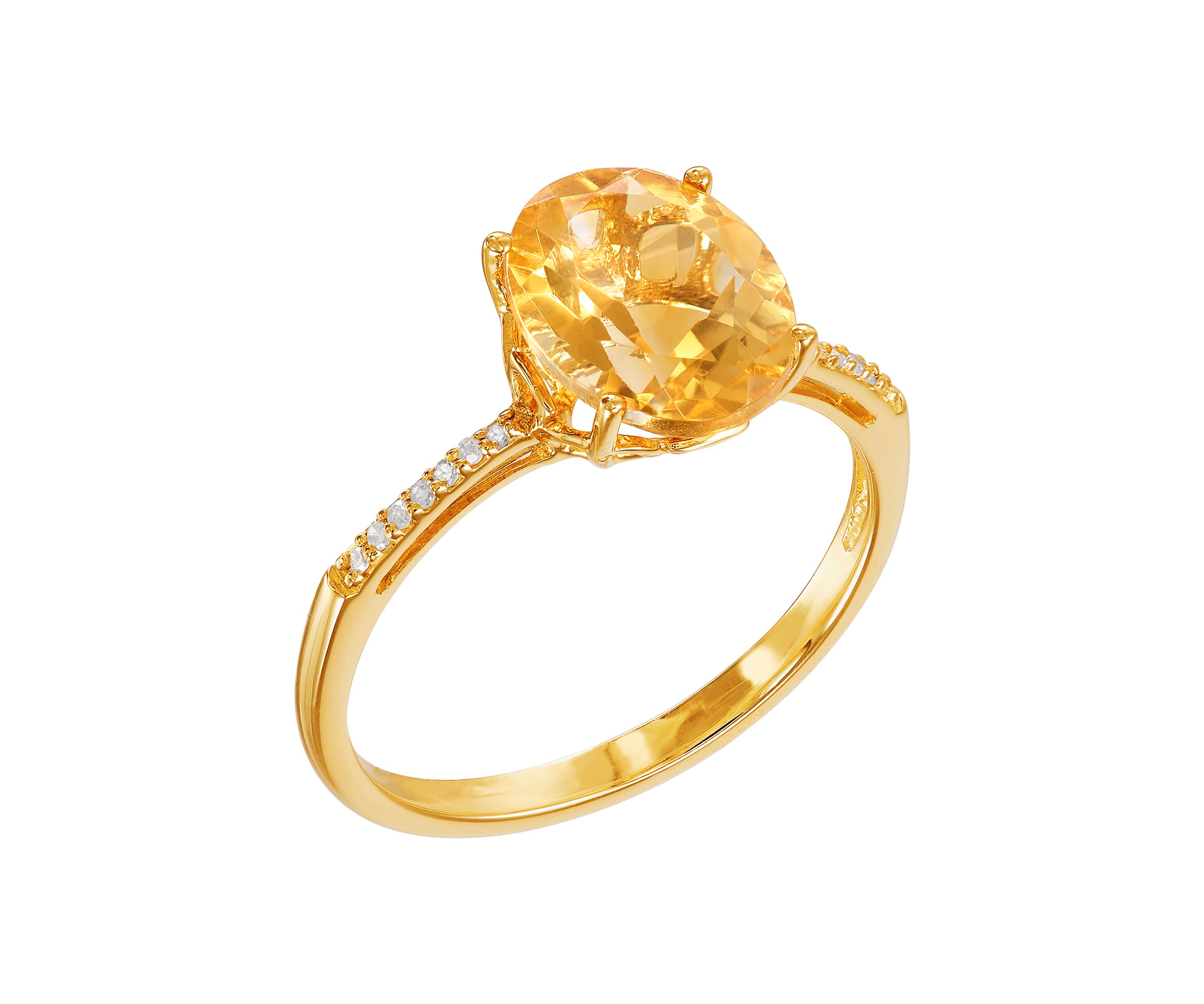 Citrine and 1/20 ct. t.w. Diamond Ring in 10K Yellow Gold