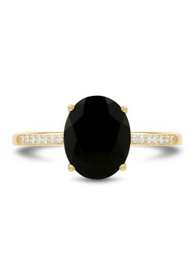 Belk  Co Onyx and Diamond Accent Ring in 10K Yellow Gold