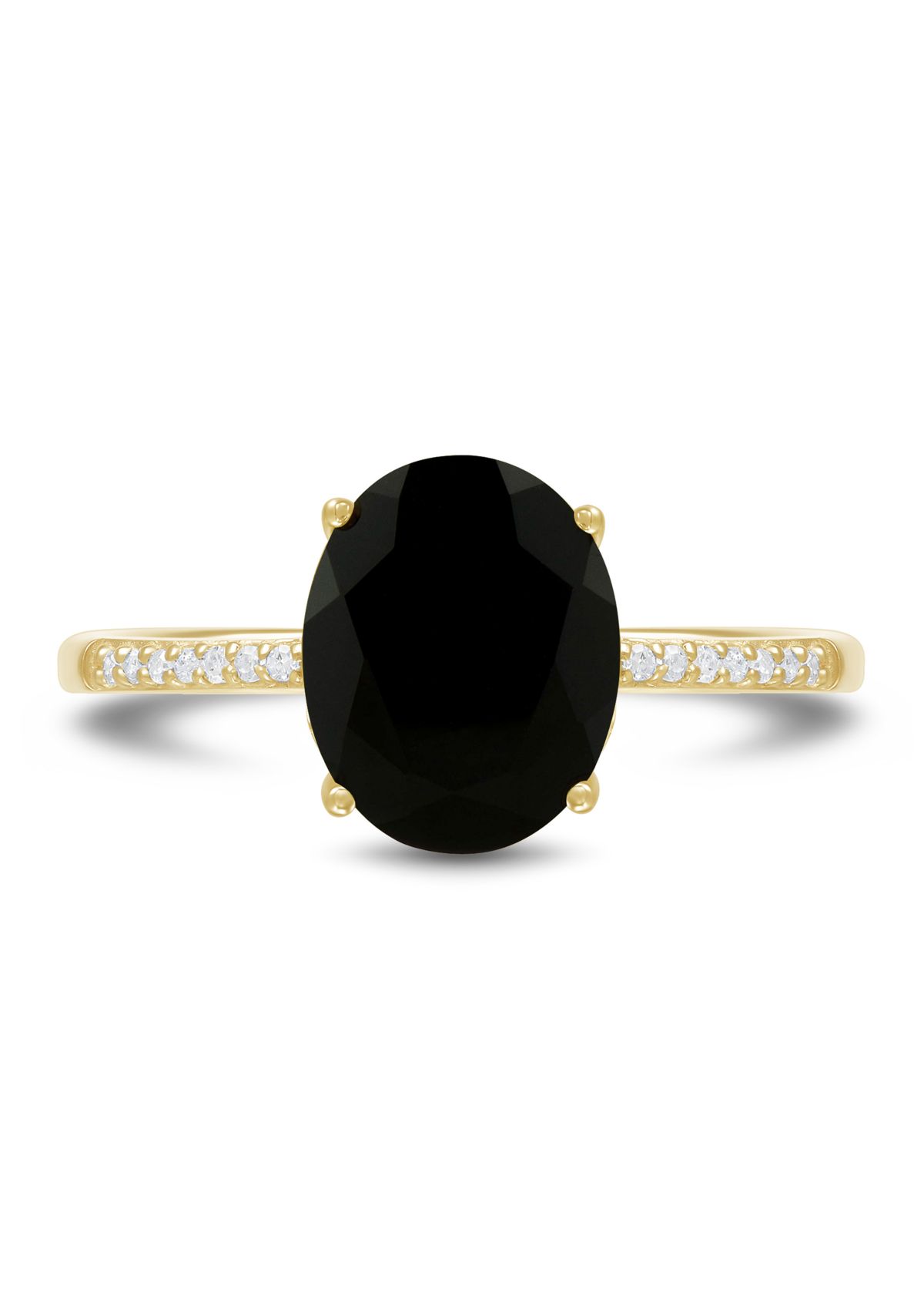 Onyx and Diamond Accent Ring in 10K Yellow Gold