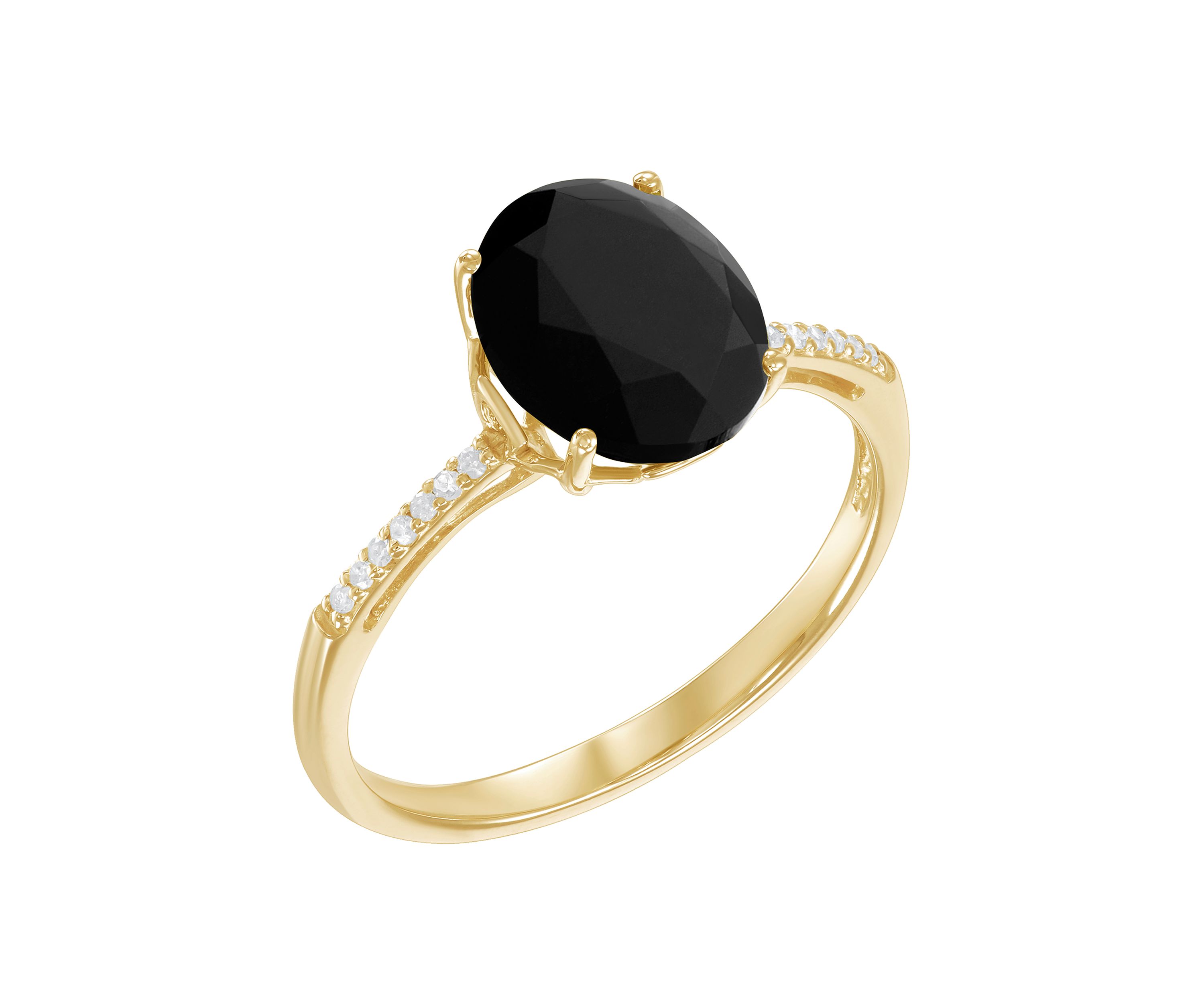 Onyx and Diamond Accent Ring in 10K Yellow Gold