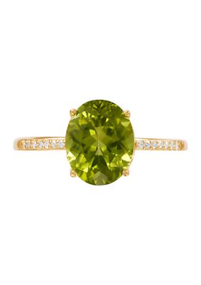 Belk & Co Peridot and 1/20 ct. t.w. Diamond Ring in 10K Yellow Gold