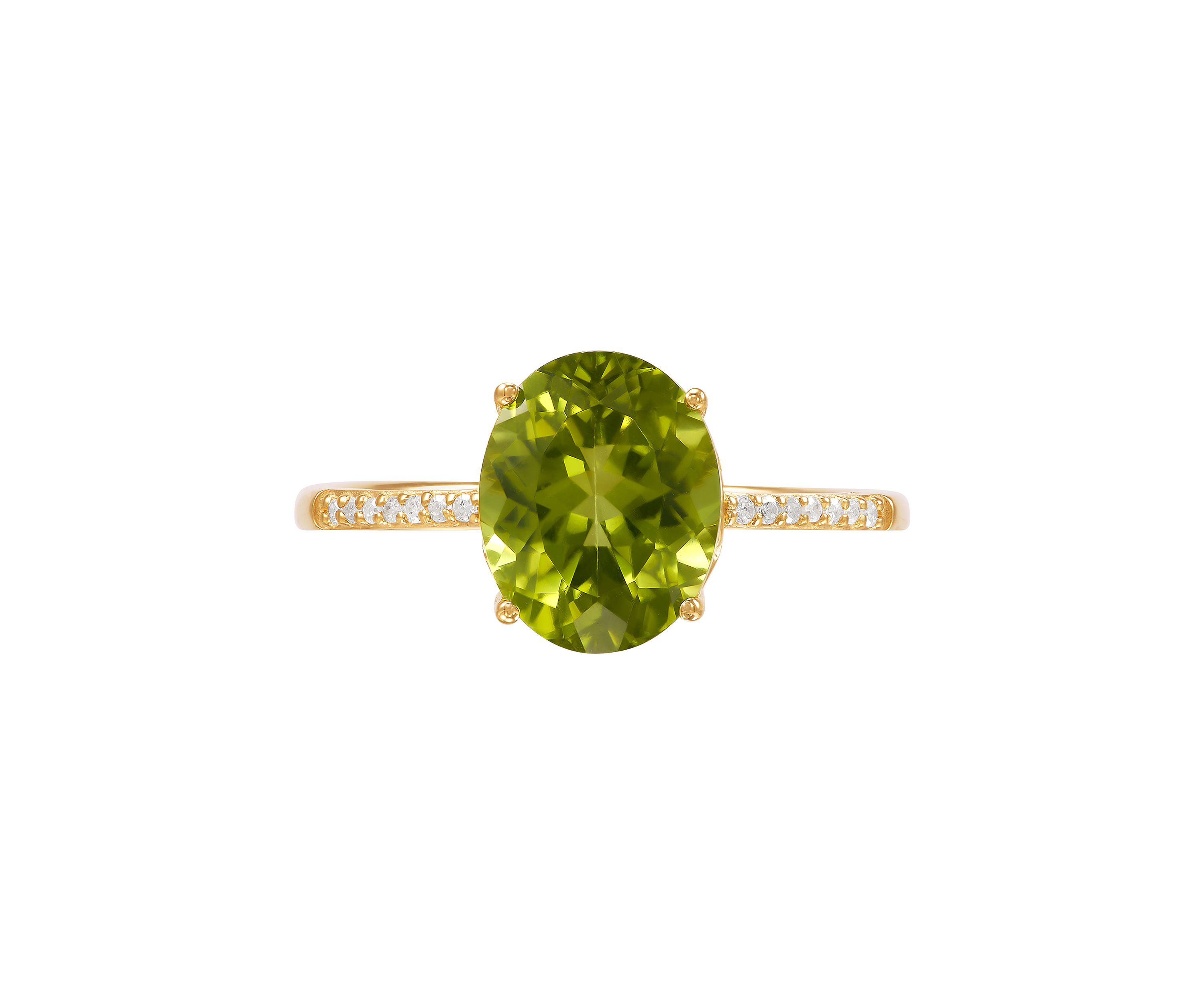 Peridot and 1/20 ct. t.w. Diamond Ring in 10K Yellow Gold