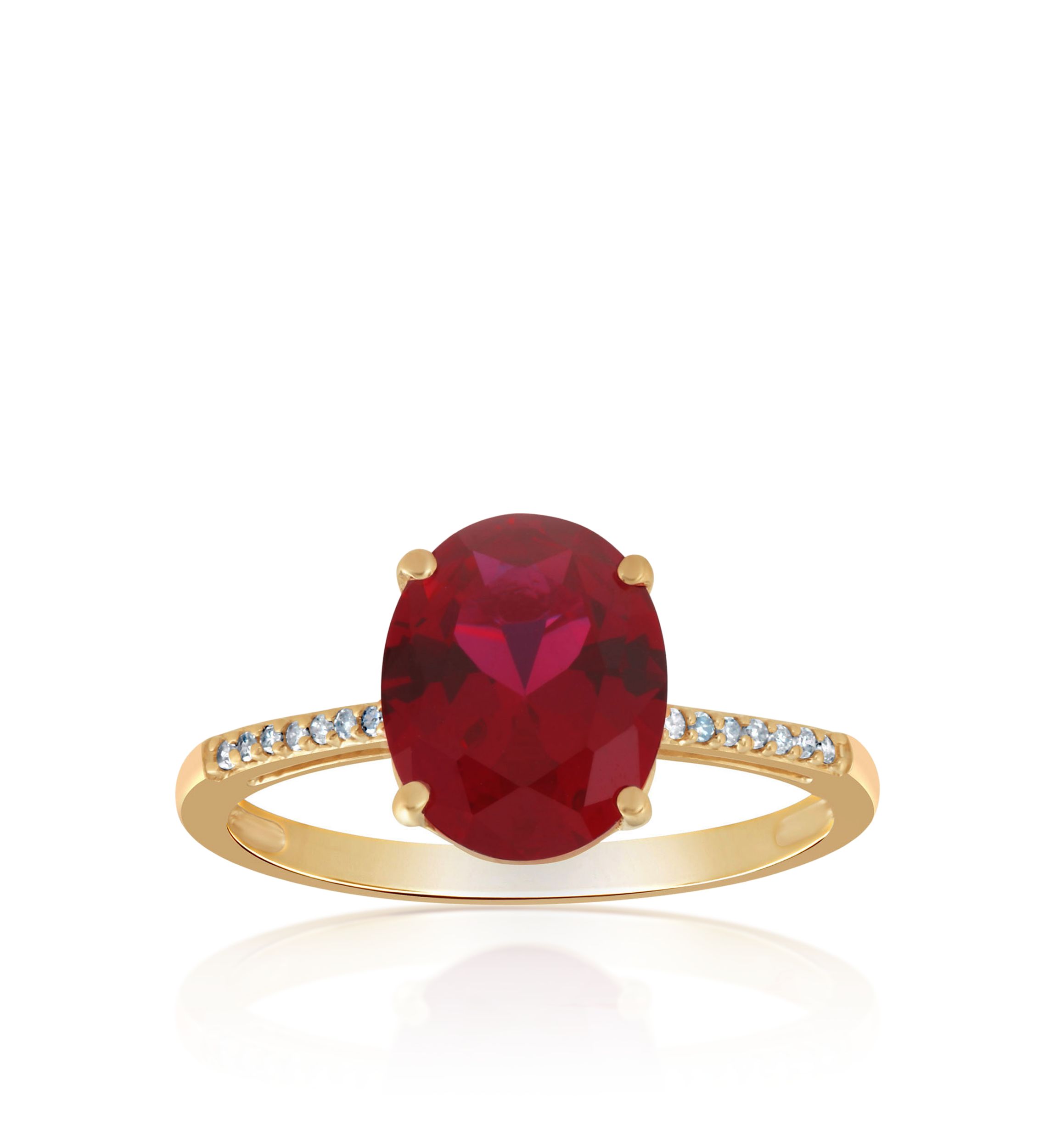 Created Ruby & Diamond Ring in 10K Yellow Gold