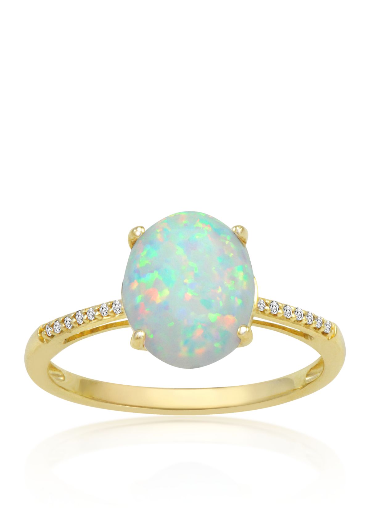 Opal & Diamond Ring in 10K Yellow Gold
