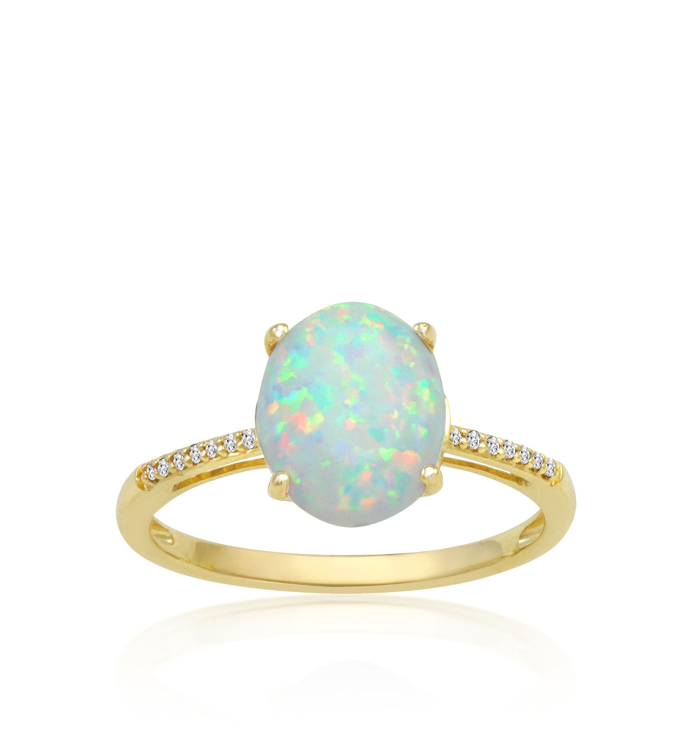Opal & Diamond Ring in 10K Yellow Gold