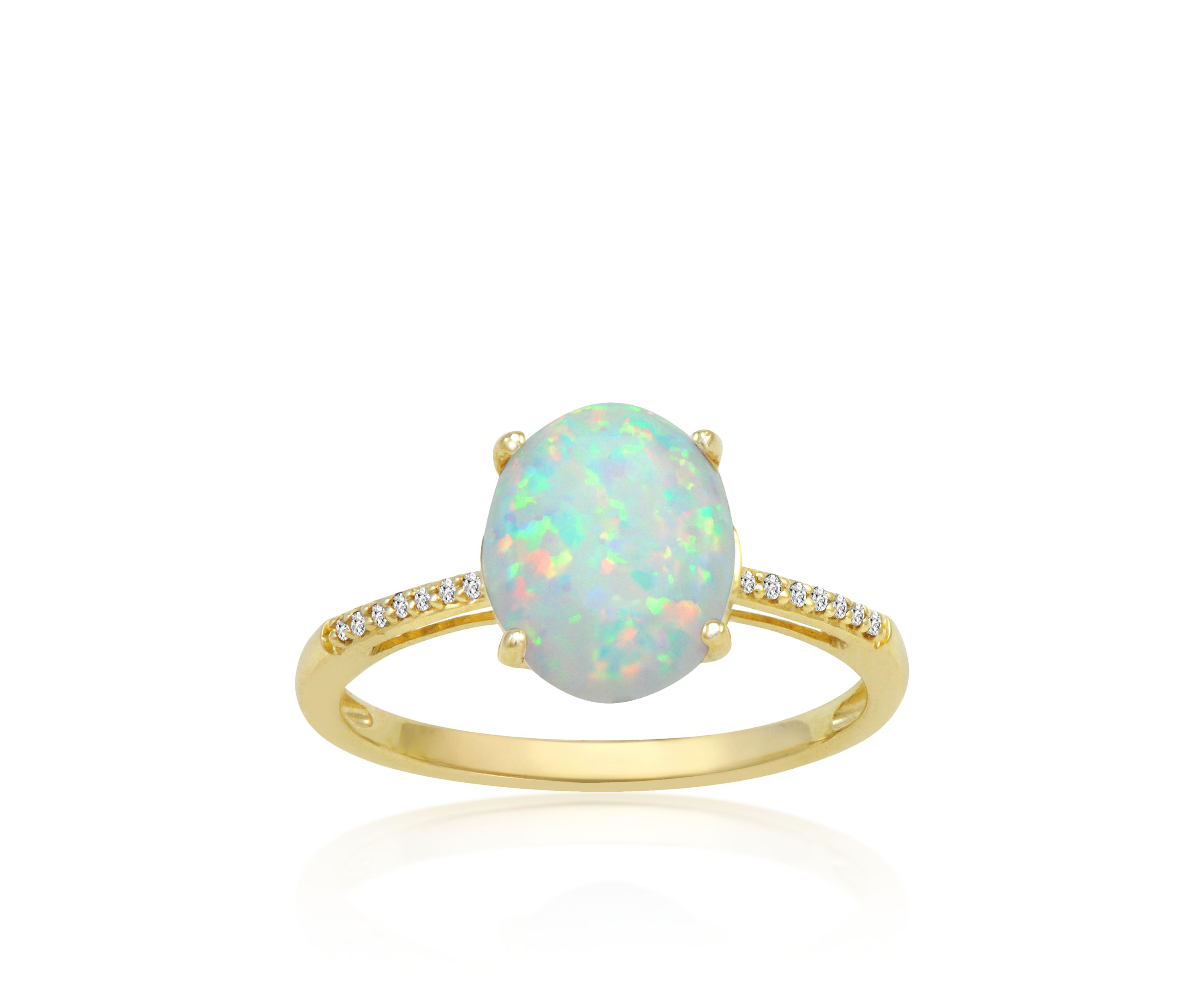 Opal & Diamond Ring in 10K Yellow Gold