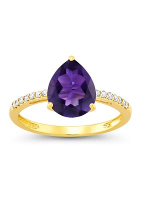 Belk & Co 1/9 Ct. T.w. Diamond And 2.8 Ct. T.w. Amethyst Ring In 10K Yellow Gold