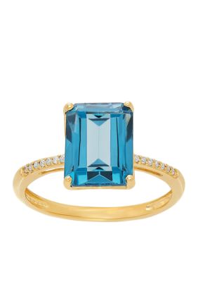 Belk & Co 0.042 ct. t.w. Diamond and London Blue Topaz Ring in 10k Yellow Gold, 7