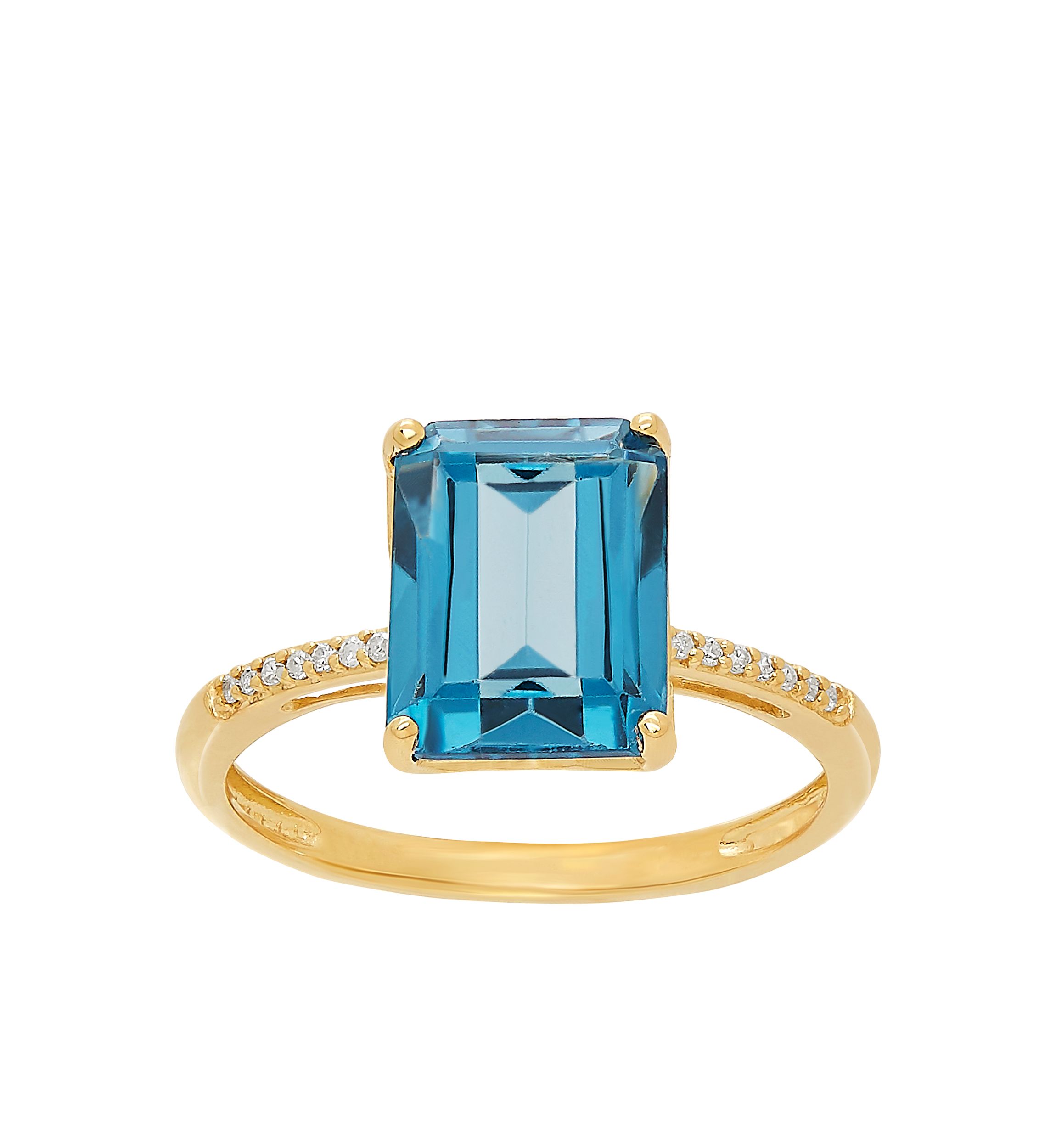 0.042 ct. t.w. Diamond and London Blue Topaz Ring in 10k Yellow Gold 