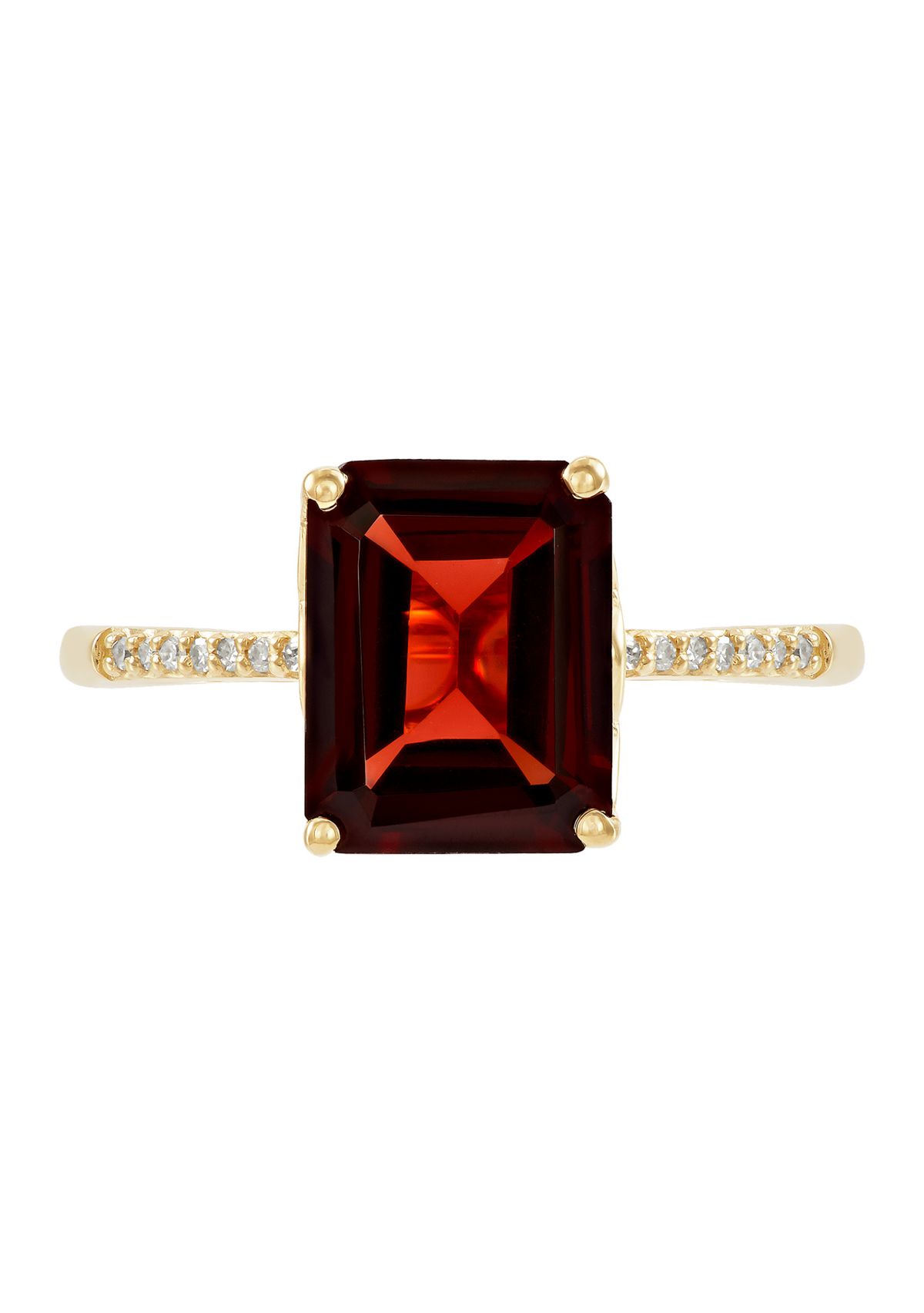  1/10 ct. t.w. Diamond  and Garnet Ring in 10K Yellow Gold