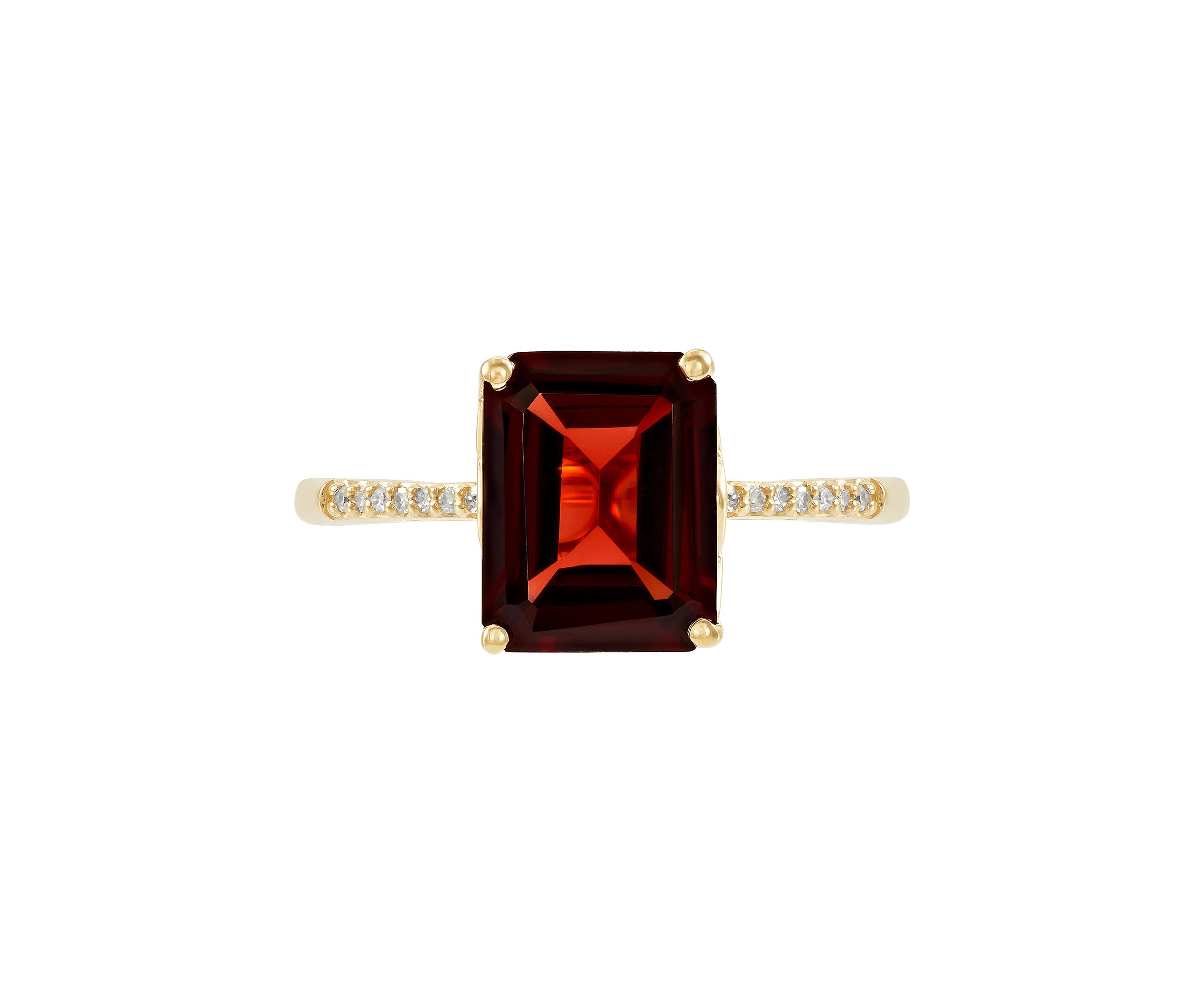  1/10 ct. t.w. Diamond  and Garnet Ring in 10K Yellow Gold