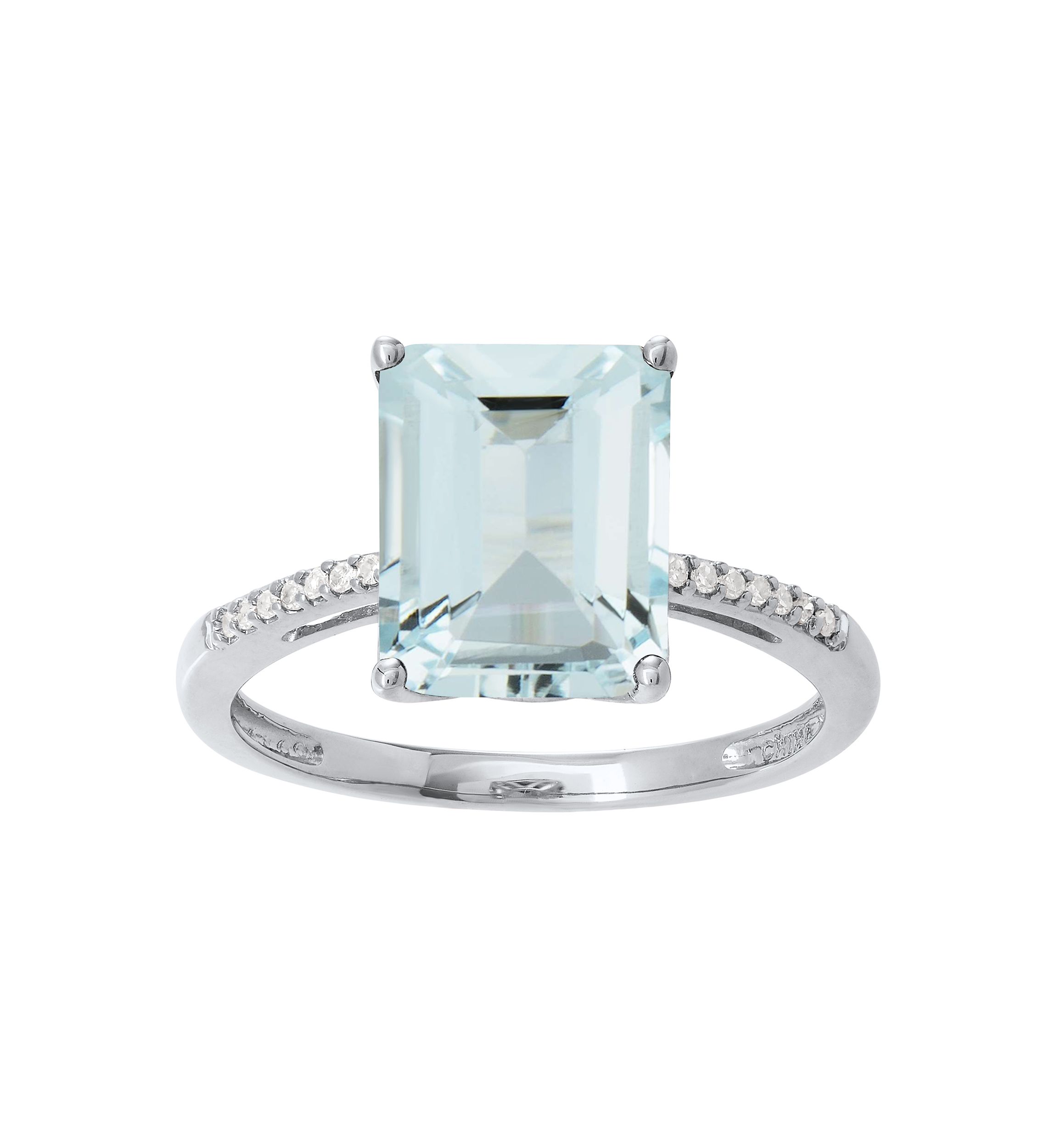   1/10 ct. t.w. Diamond  and Aqua Ring in 10K White Gold