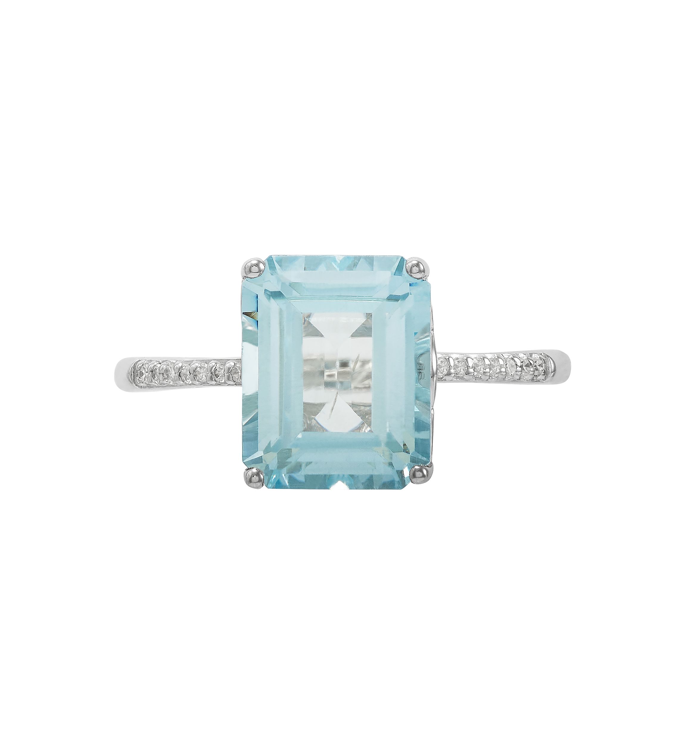   1/10 ct. t.w. Diamond  and Aqua Ring in 10K White Gold