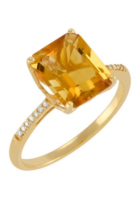 Belk & Co Citrine and 1/20 ct. t.w. Diamond Ring in 10K Yellow Gold