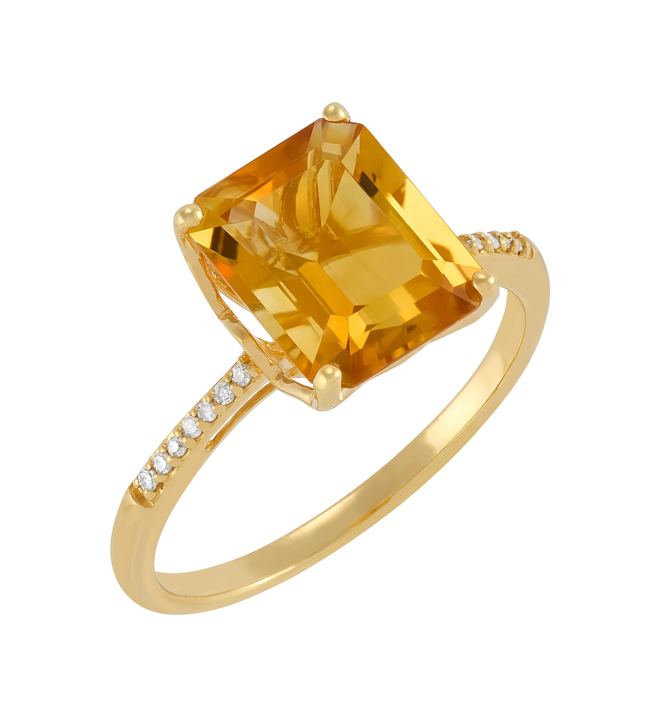 Citrine and 1/20 ct. t.w. Diamond Ring in 10K Yellow Gold