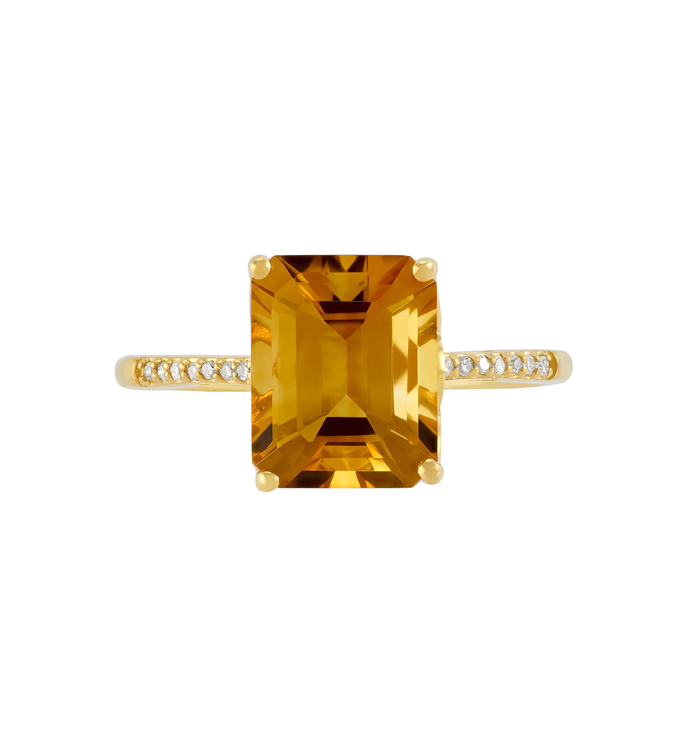 Citrine and 1/20 ct. t.w. Diamond Ring in 10K Yellow Gold