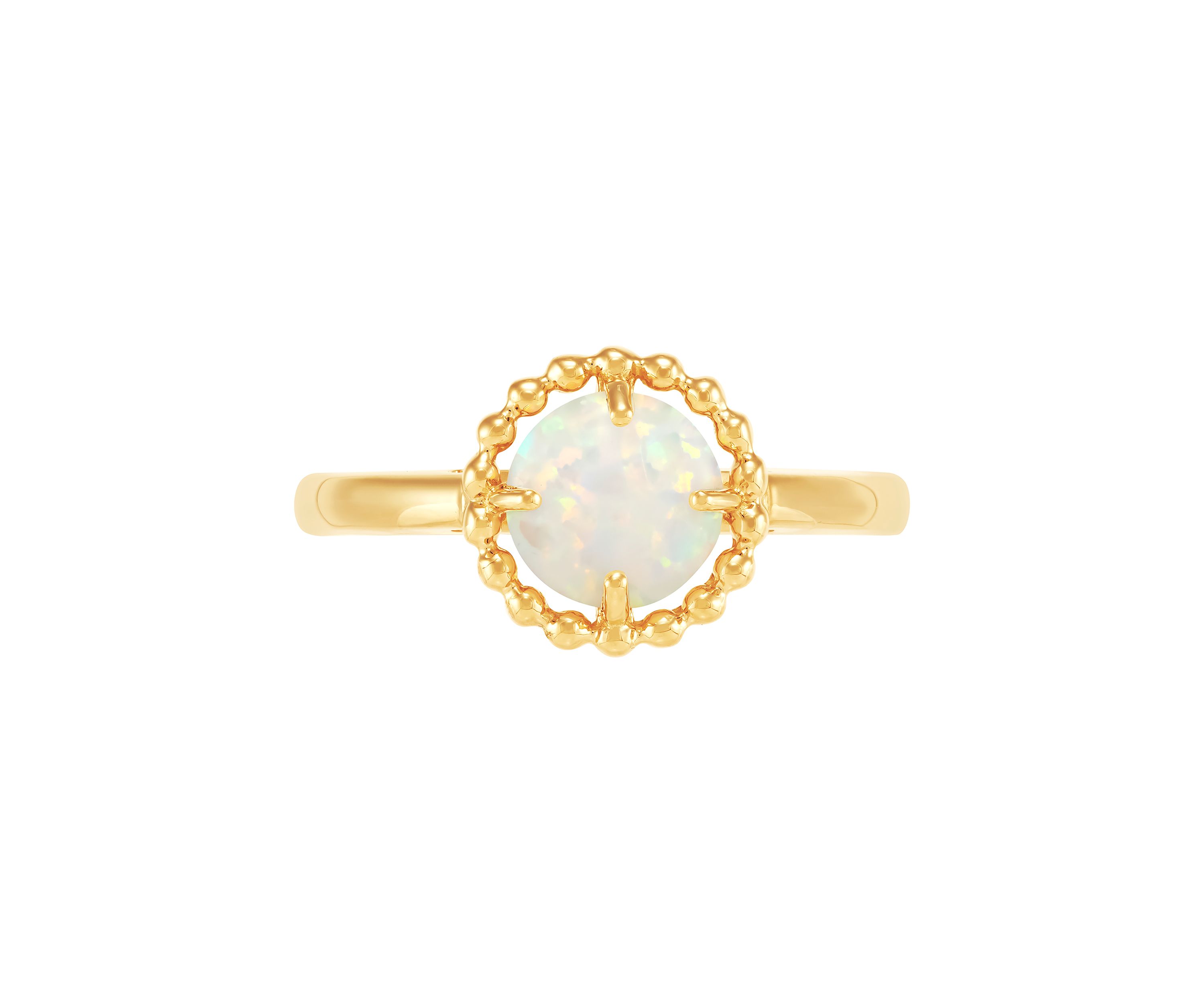 Lab-Created Opal Bead Ring in 10K Yellow Gold