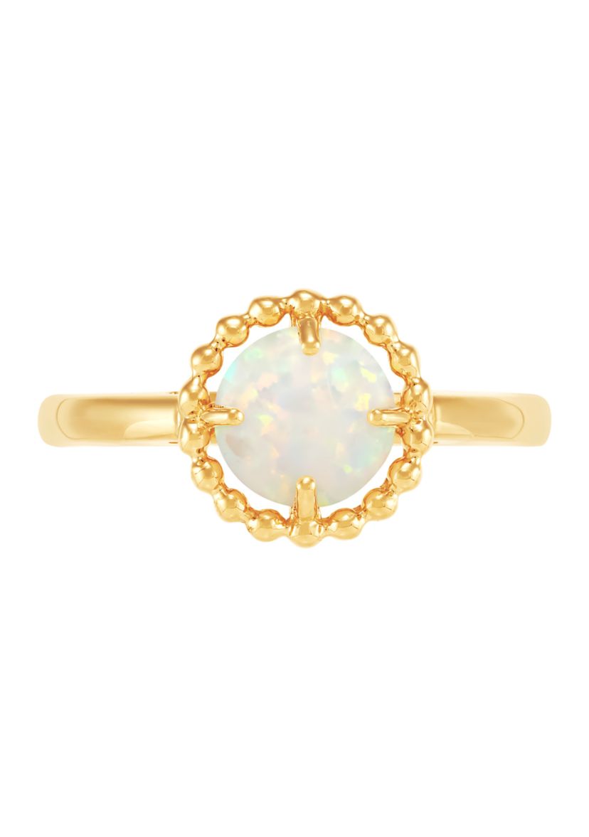 Lab-Created Opal Bead Ring in 10K Yellow Gold