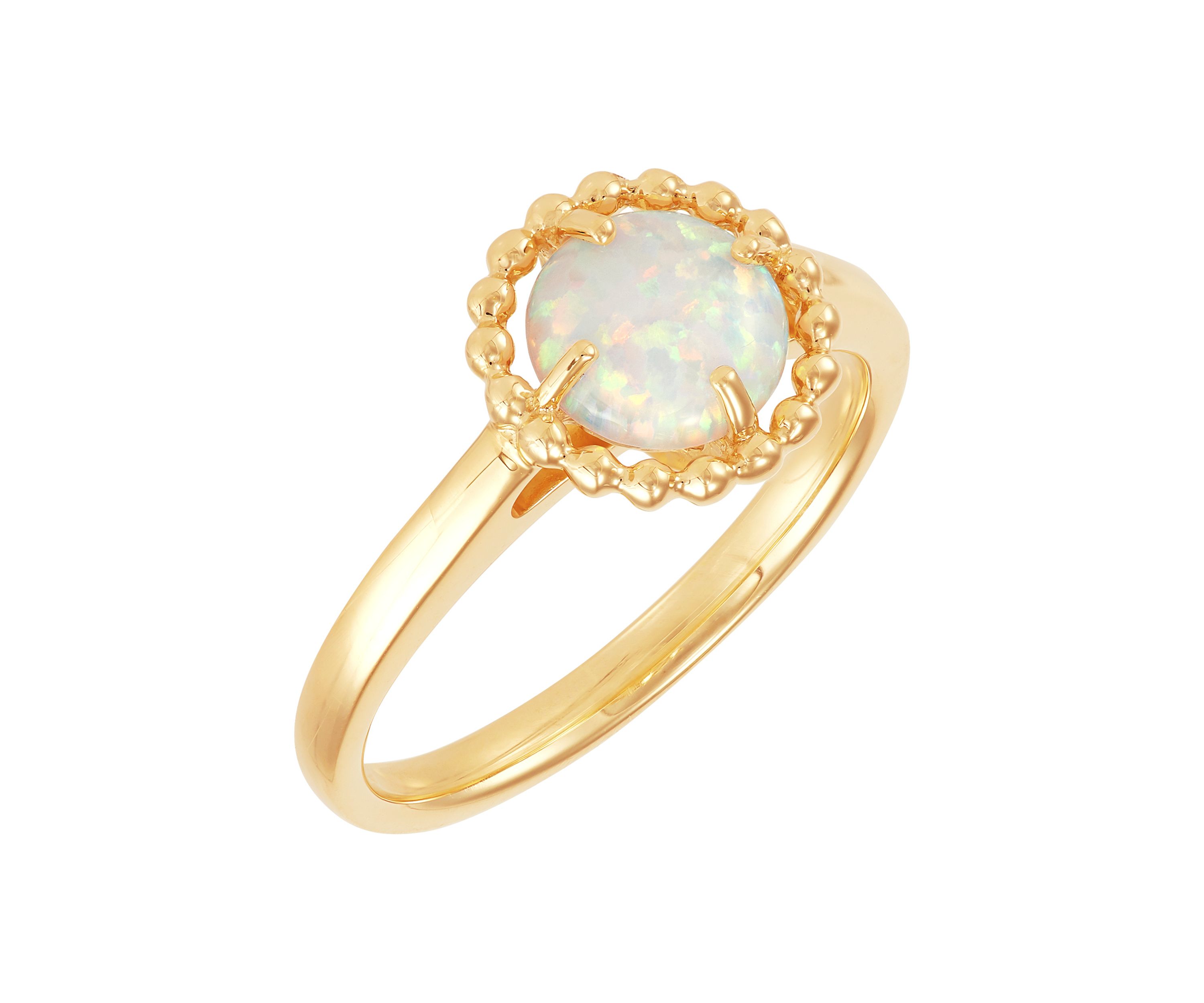 Lab-Created Opal Bead Ring in 10K Yellow Gold