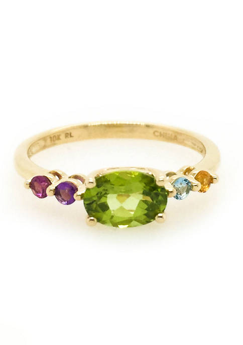 10K Yellow Gold Multi Colored Ring