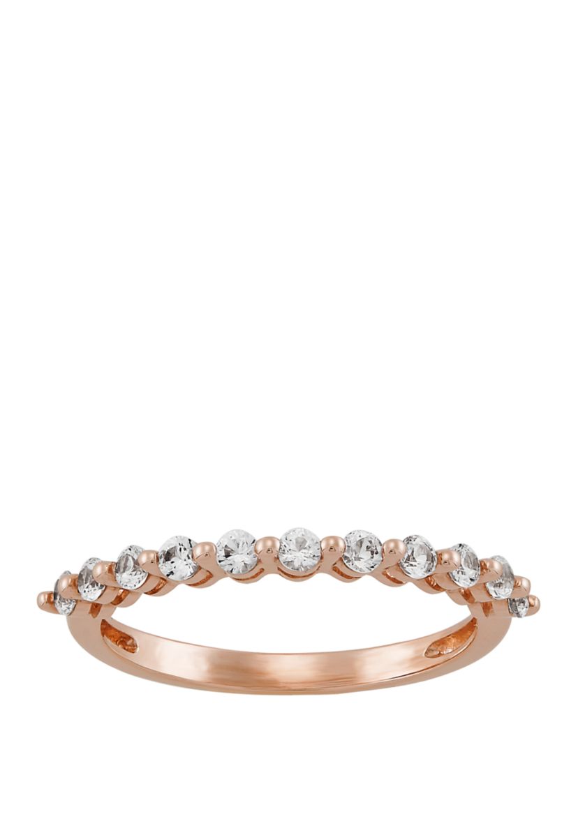 Created White Sapphire Ring in 10K Rose Gold