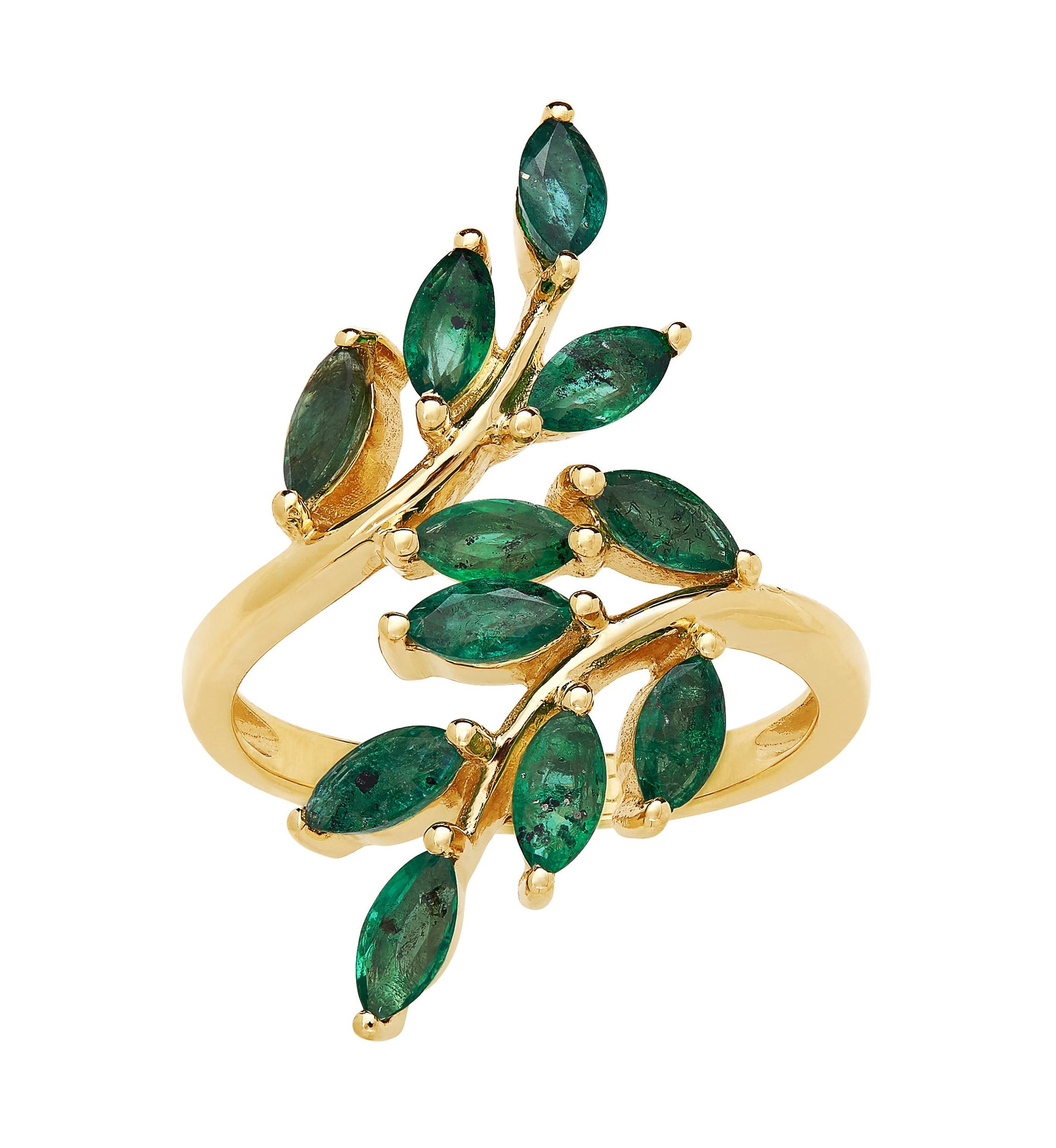 Emerald Bypass Ring in 10K Yellow Gold