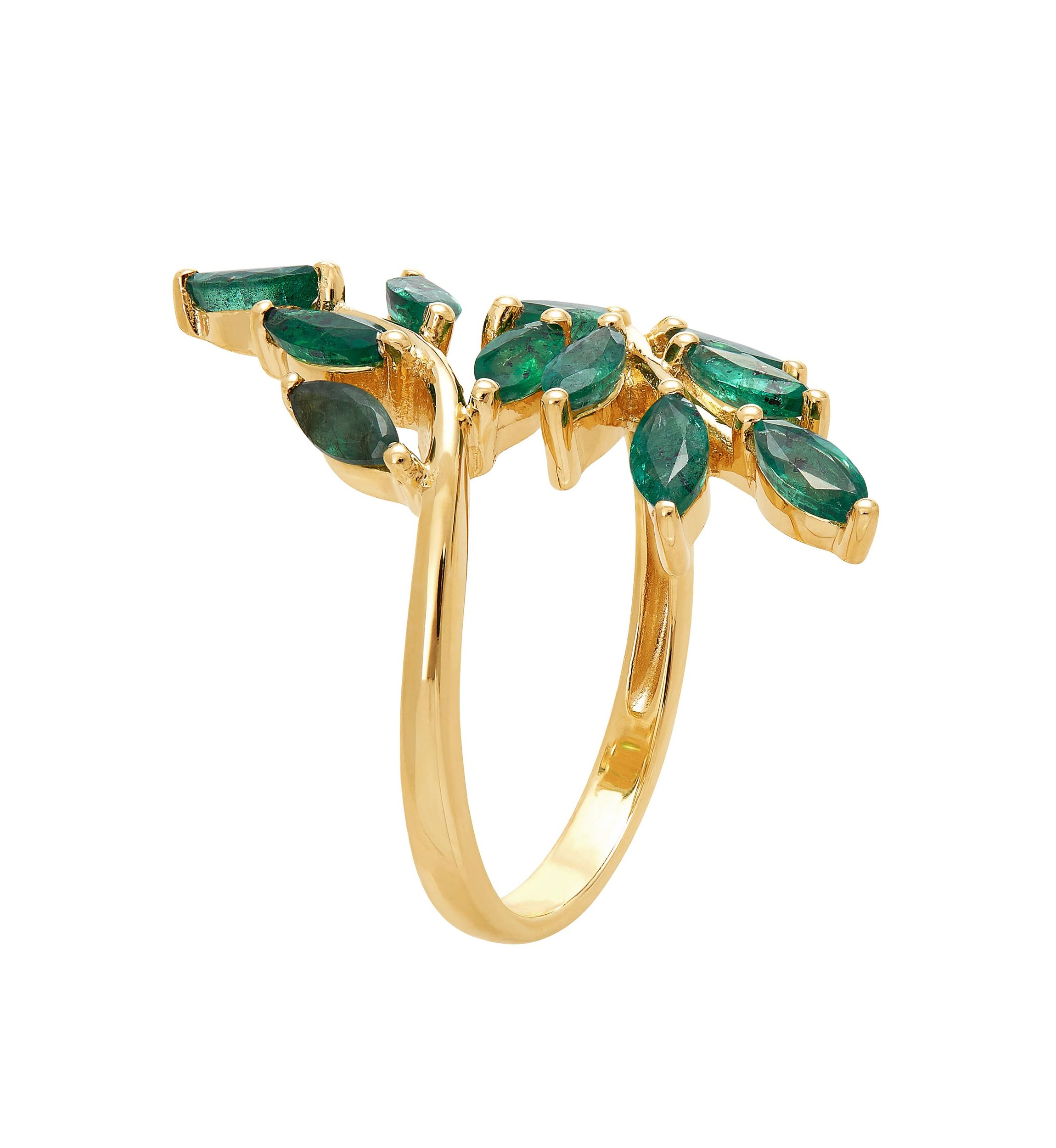 Emerald Bypass Ring in 10K Yellow Gold