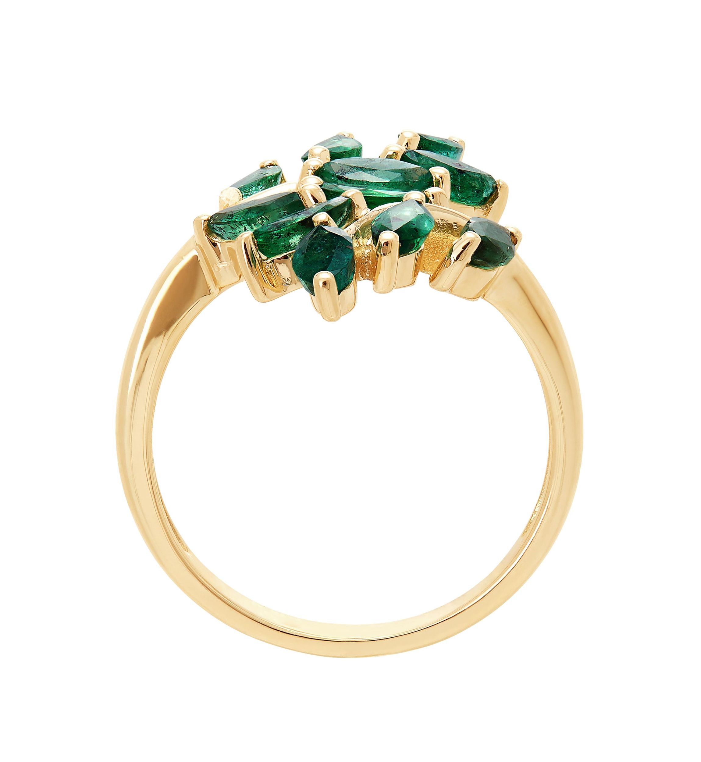 Emerald Bypass Ring in 10K Yellow Gold