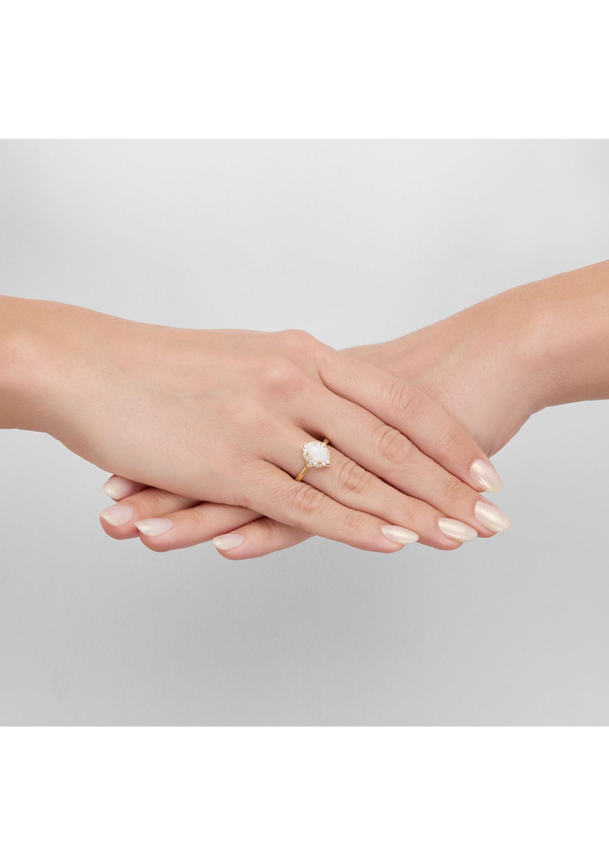 Opal and 1/5 ct. t.w. Diamond Ring in 10K Yellow Gold