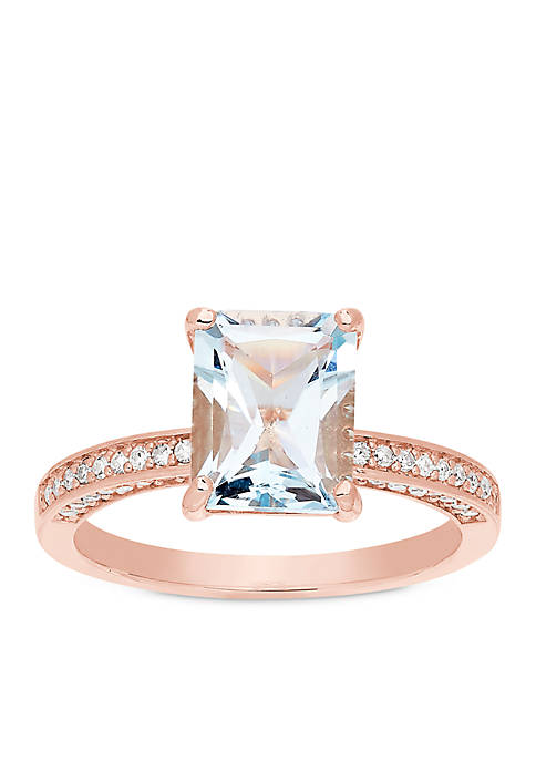 Belk & Co. 10K Rose Gold Aquamarine Diamond