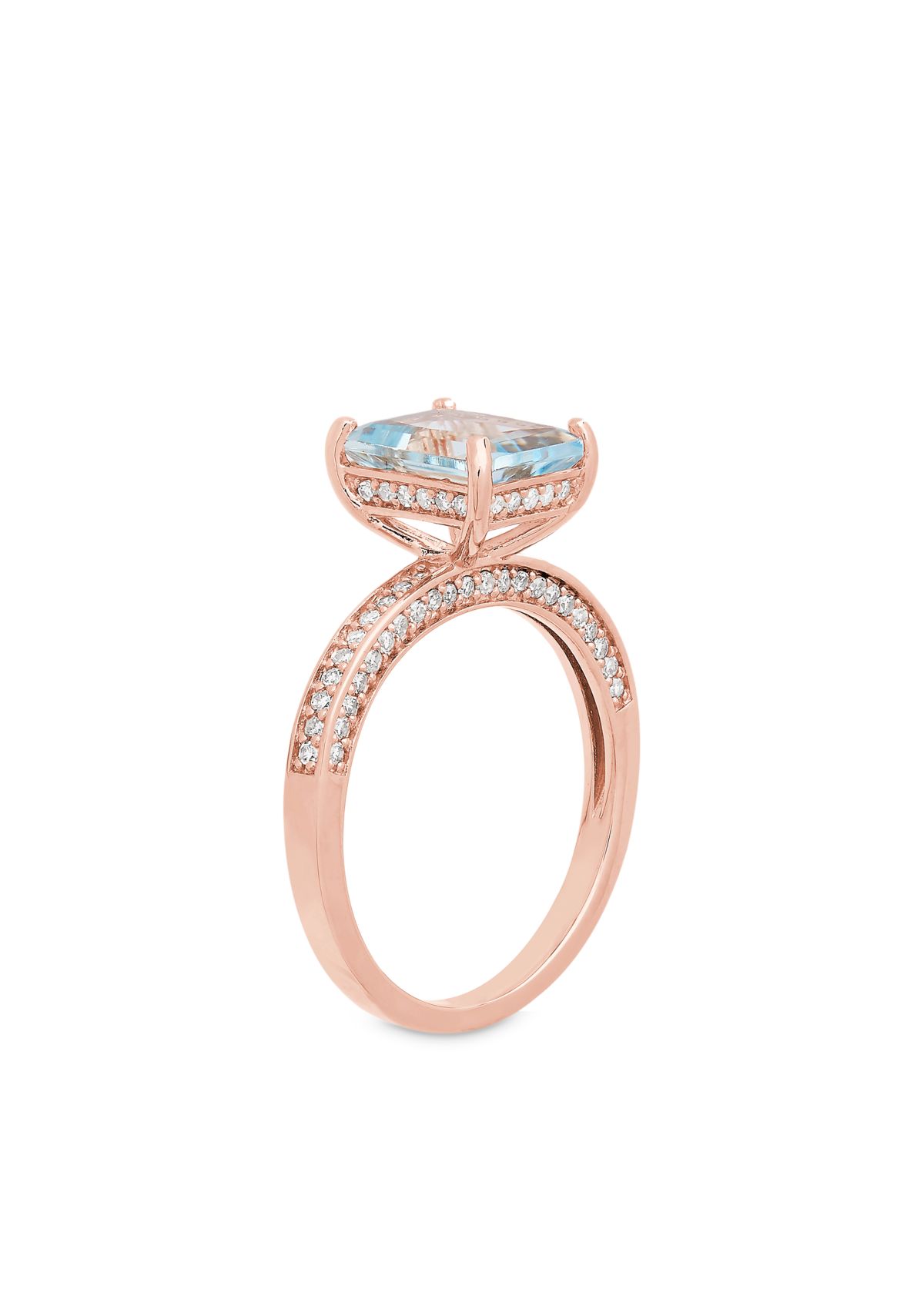10K Rose Gold Aquamarine Diamond Engagement Ring
