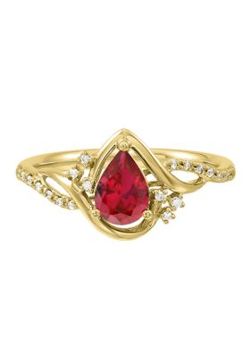 Belk & Co Ruby and Diamond Accent Ring in 10K Yellow Gold
