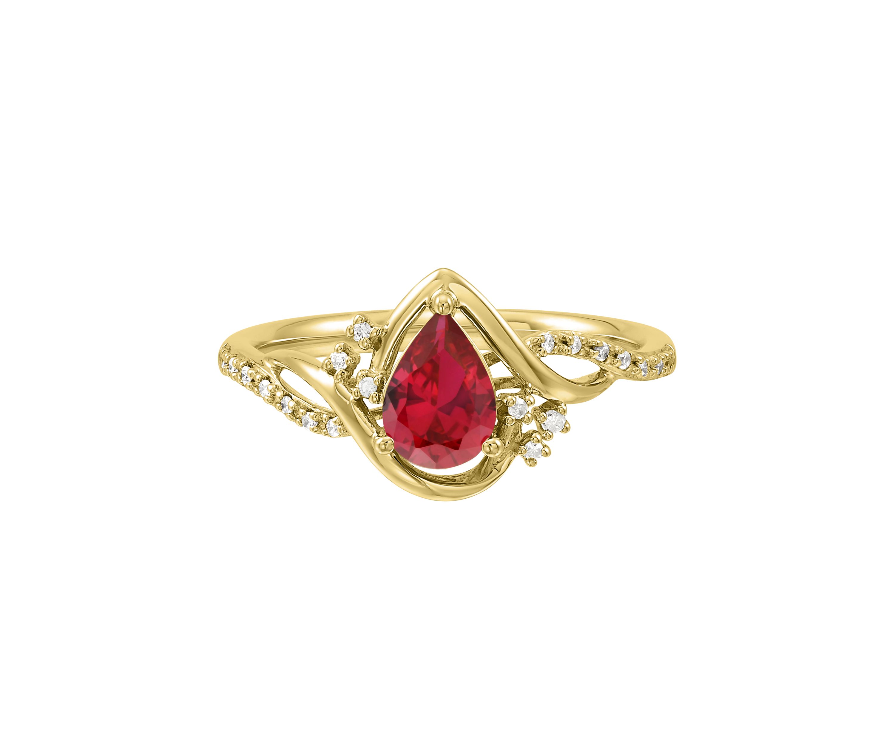 Ruby and Diamond Accent Ring in 10K Yellow Gold