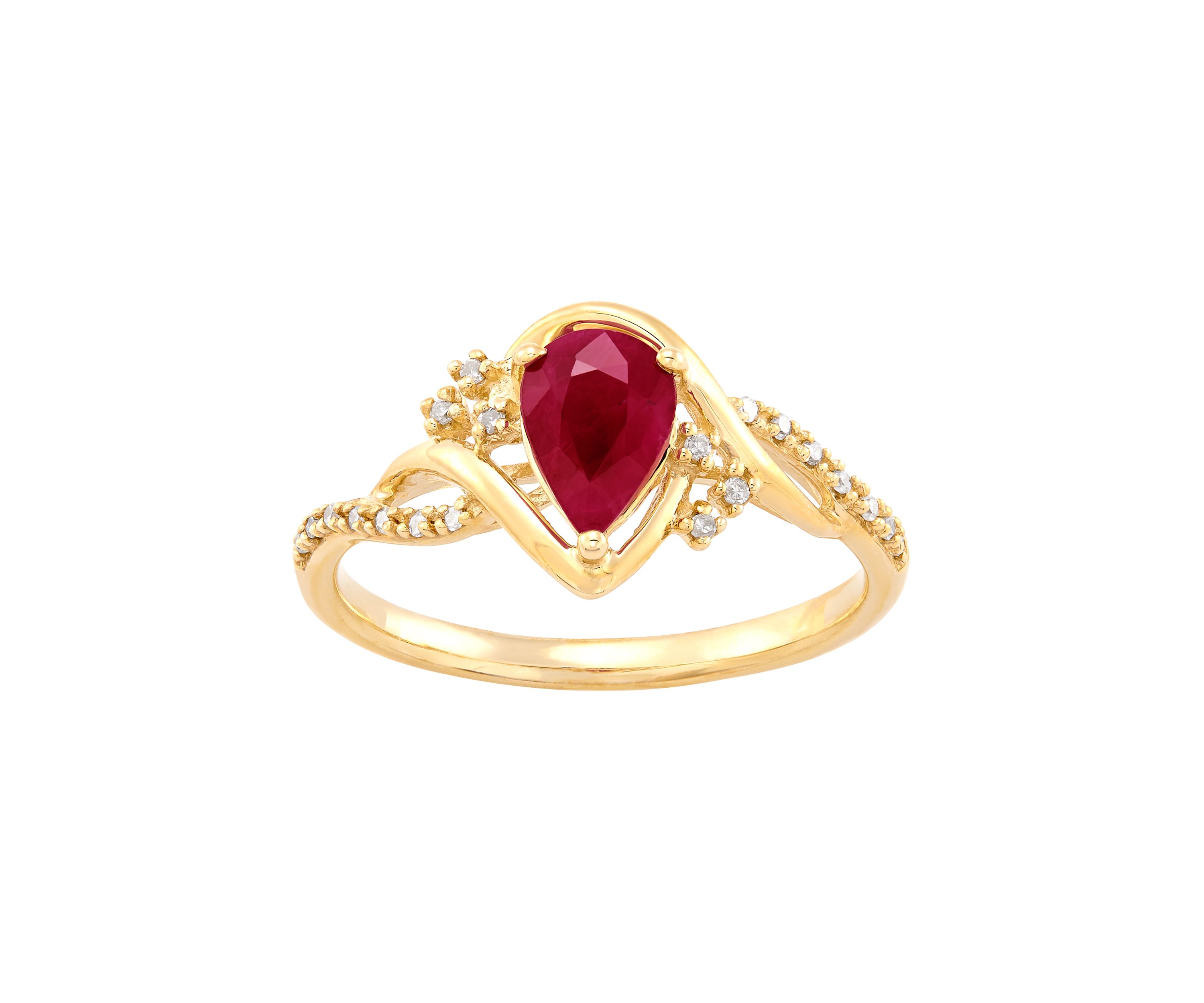 Ruby and Diamond Accent Ring in 10K Yellow Gold