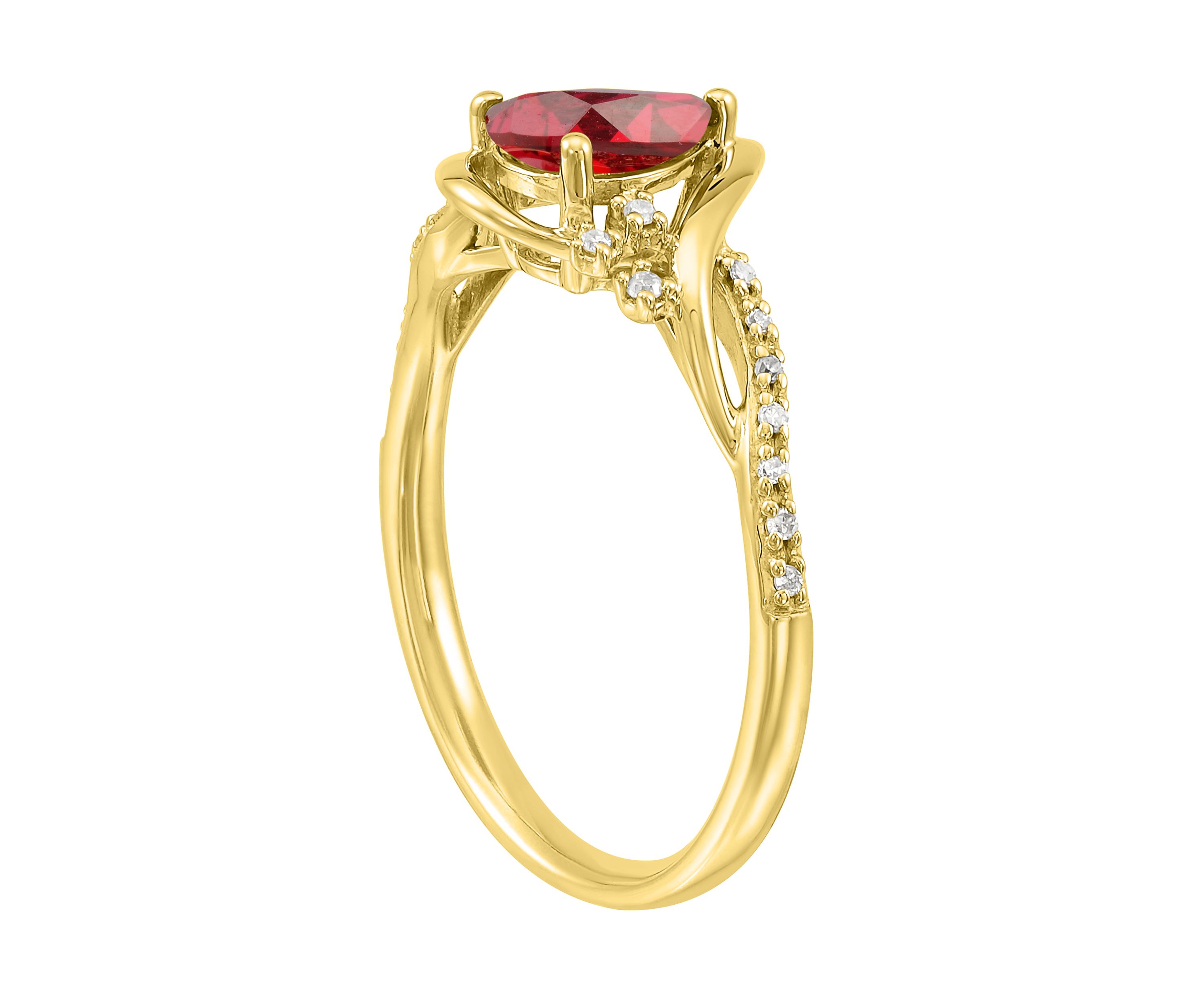 Ruby and Diamond Accent Ring in 10K Yellow Gold