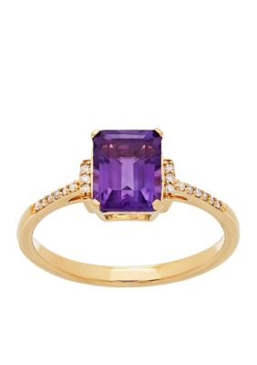 Belk & Co 0.054 ct. t.w. Diamond and Amethyst Ring in 10k Yellow Gold