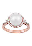 Freshwater Pearl With 1/2 ct. t.w. Diamond Accent Ring in 10k Rose Gold