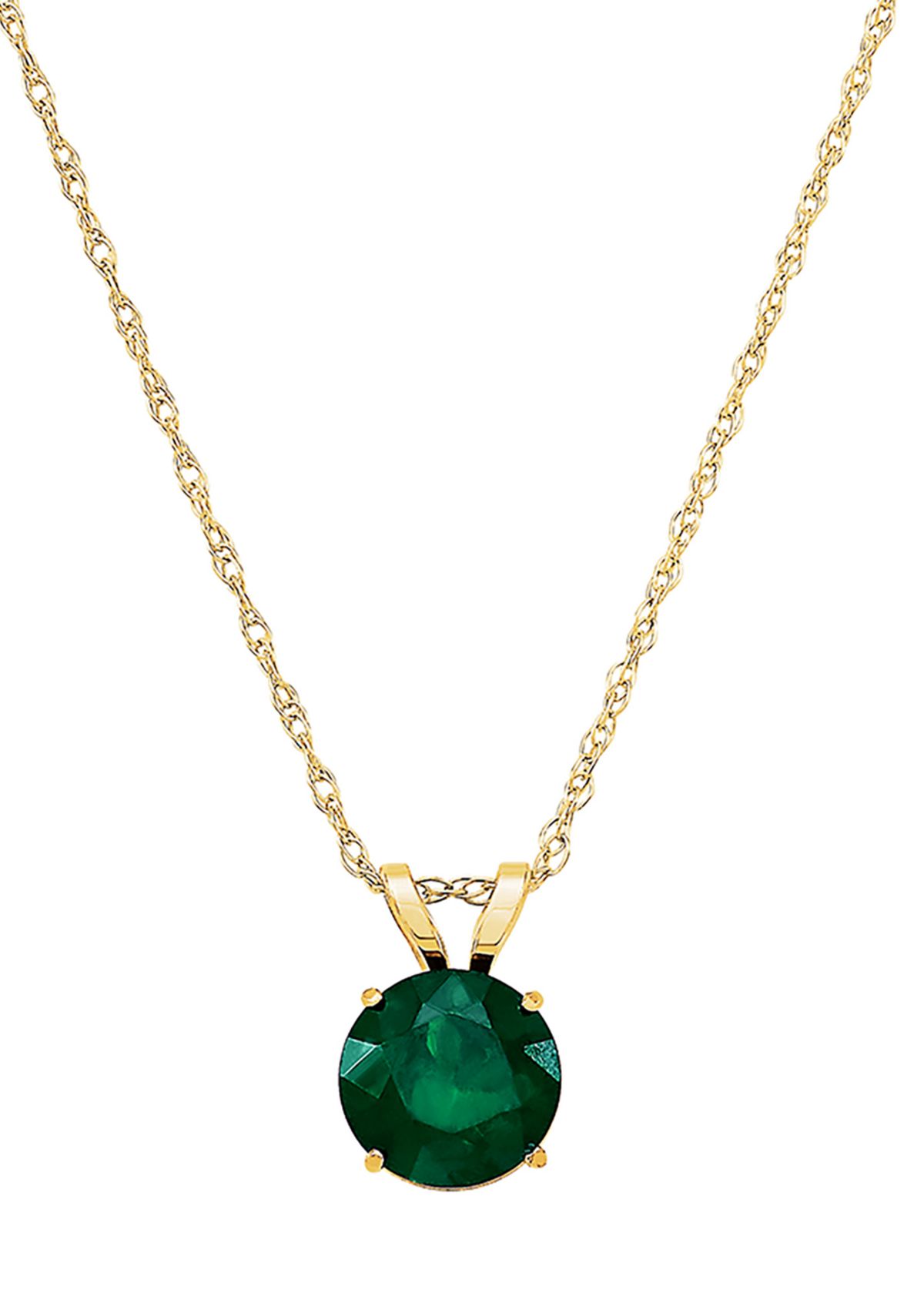 Lab Grown Emerald Pendant Necklace and Earrings Set in 10K Yellow Gold 