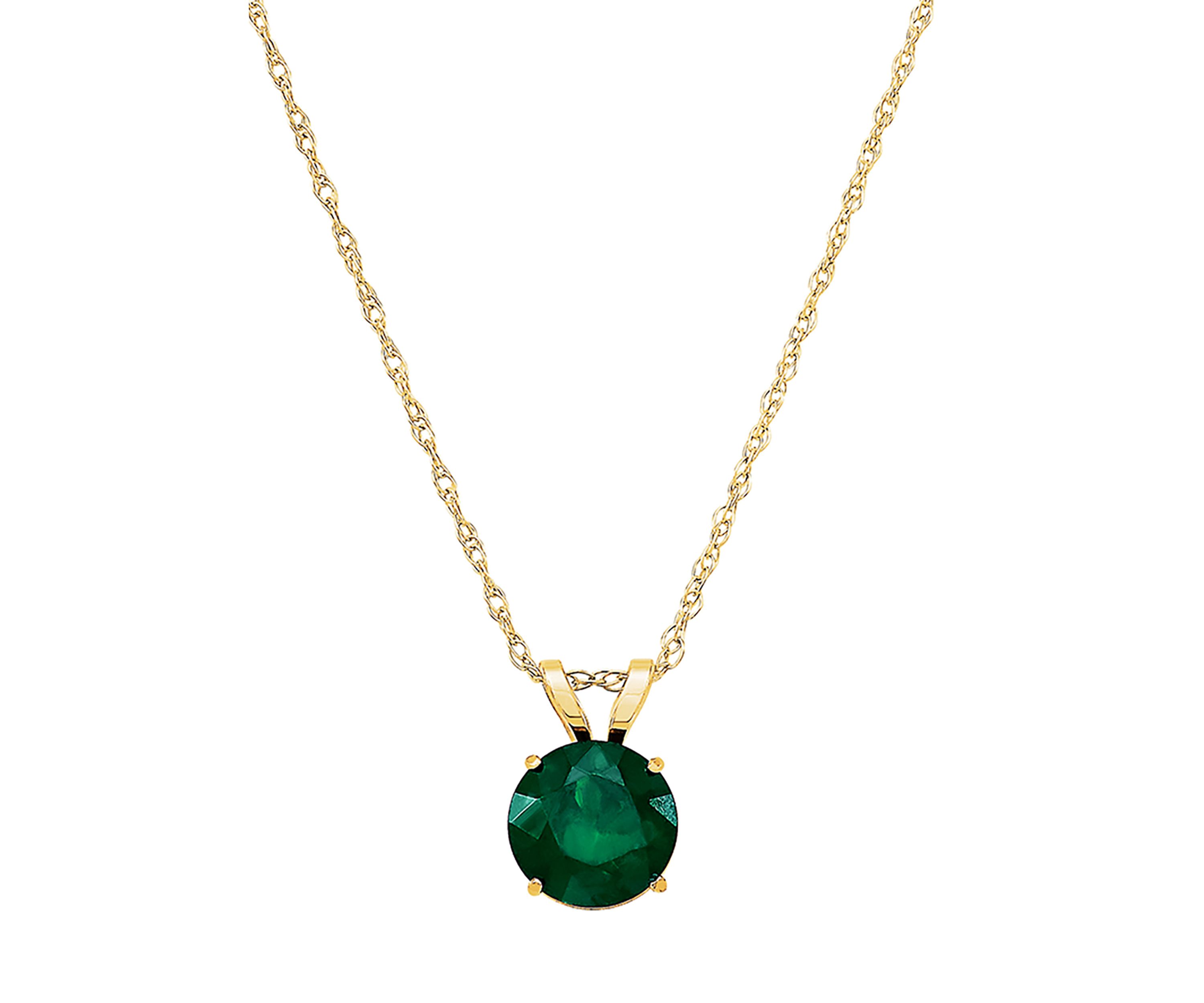 Lab Grown Emerald Pendant Necklace and Earrings Set in 10K Yellow Gold 