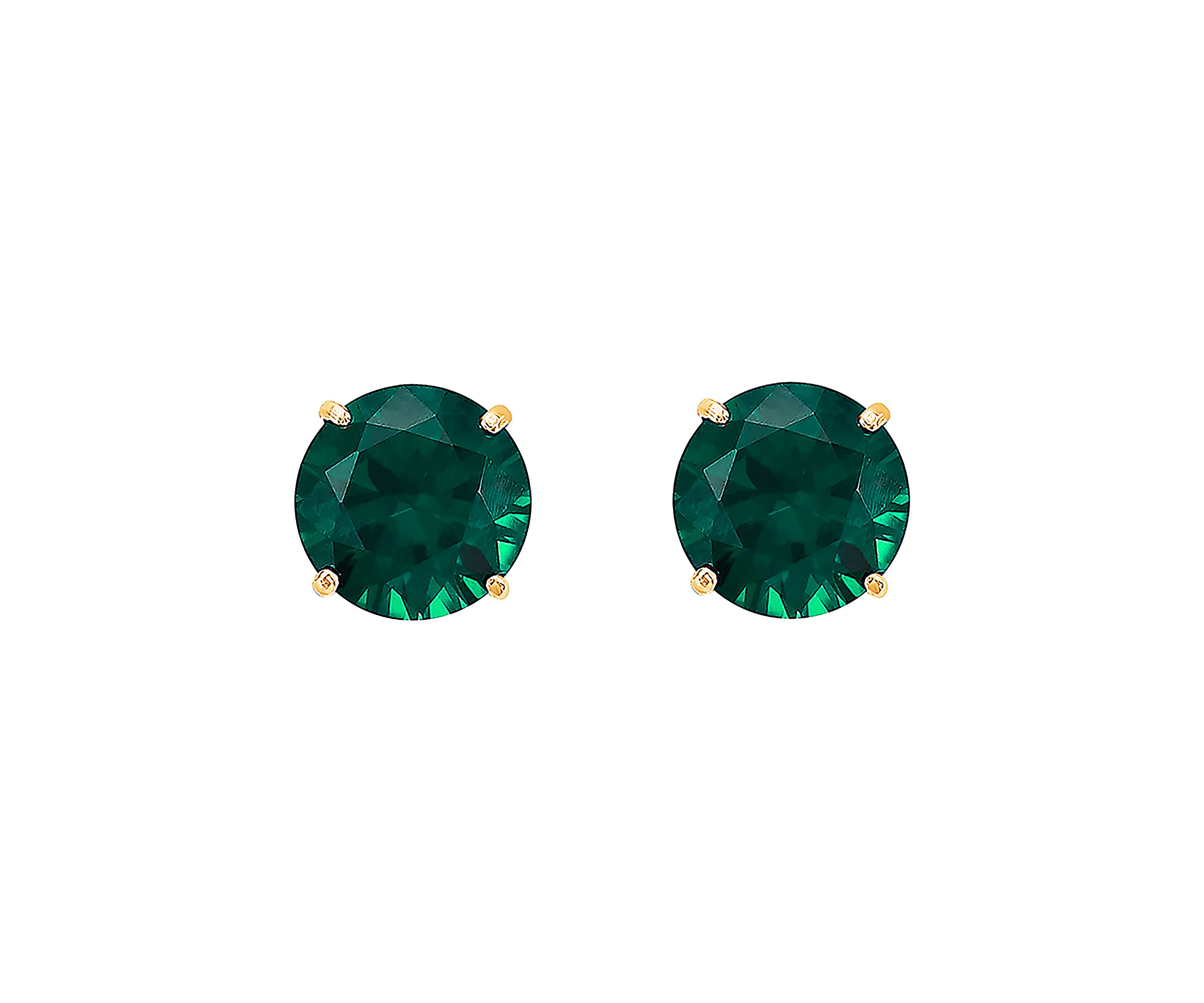 Lab Grown Emerald Pendant Necklace and Earrings Set in 10K Yellow Gold 