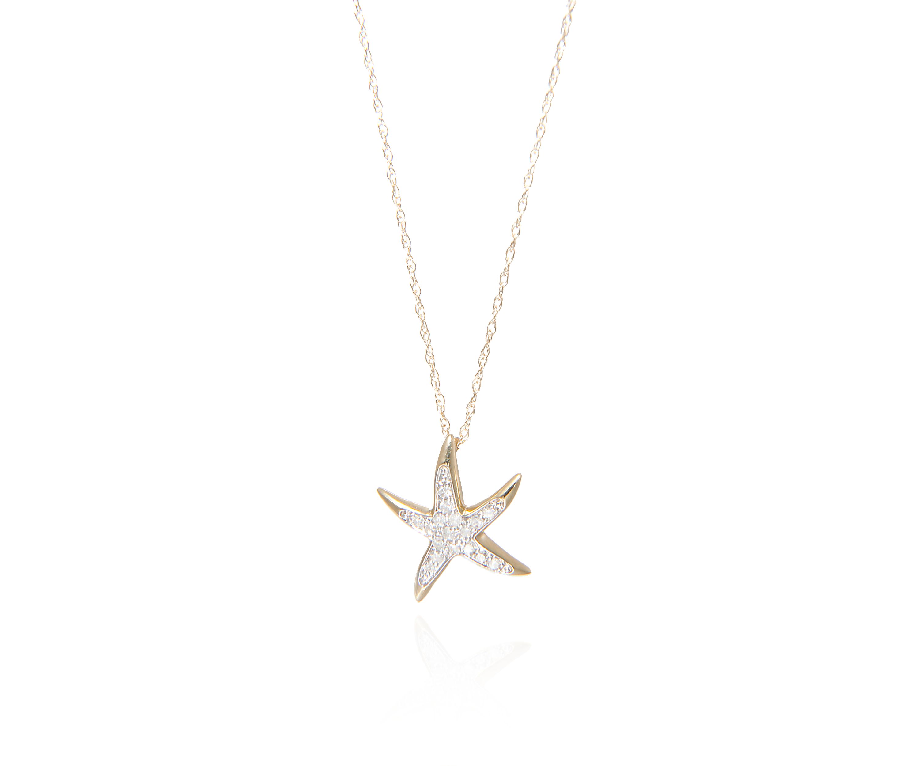 0.10 ct. t.w. Diamond Starfish Pendant in 10K Yellow Gold