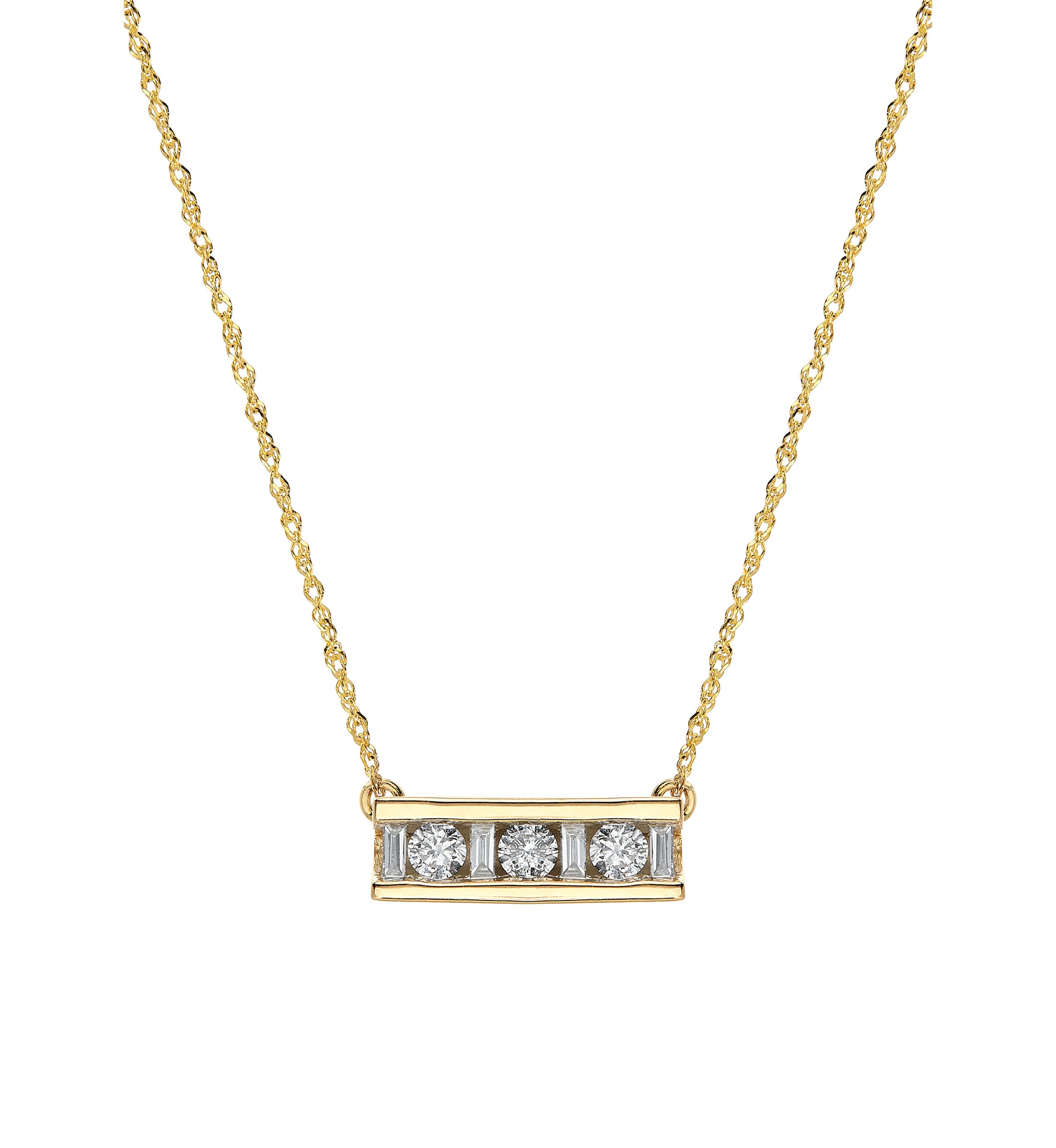 1/4 ct. t.w. Bar Necklace in 10k Yellow Gold